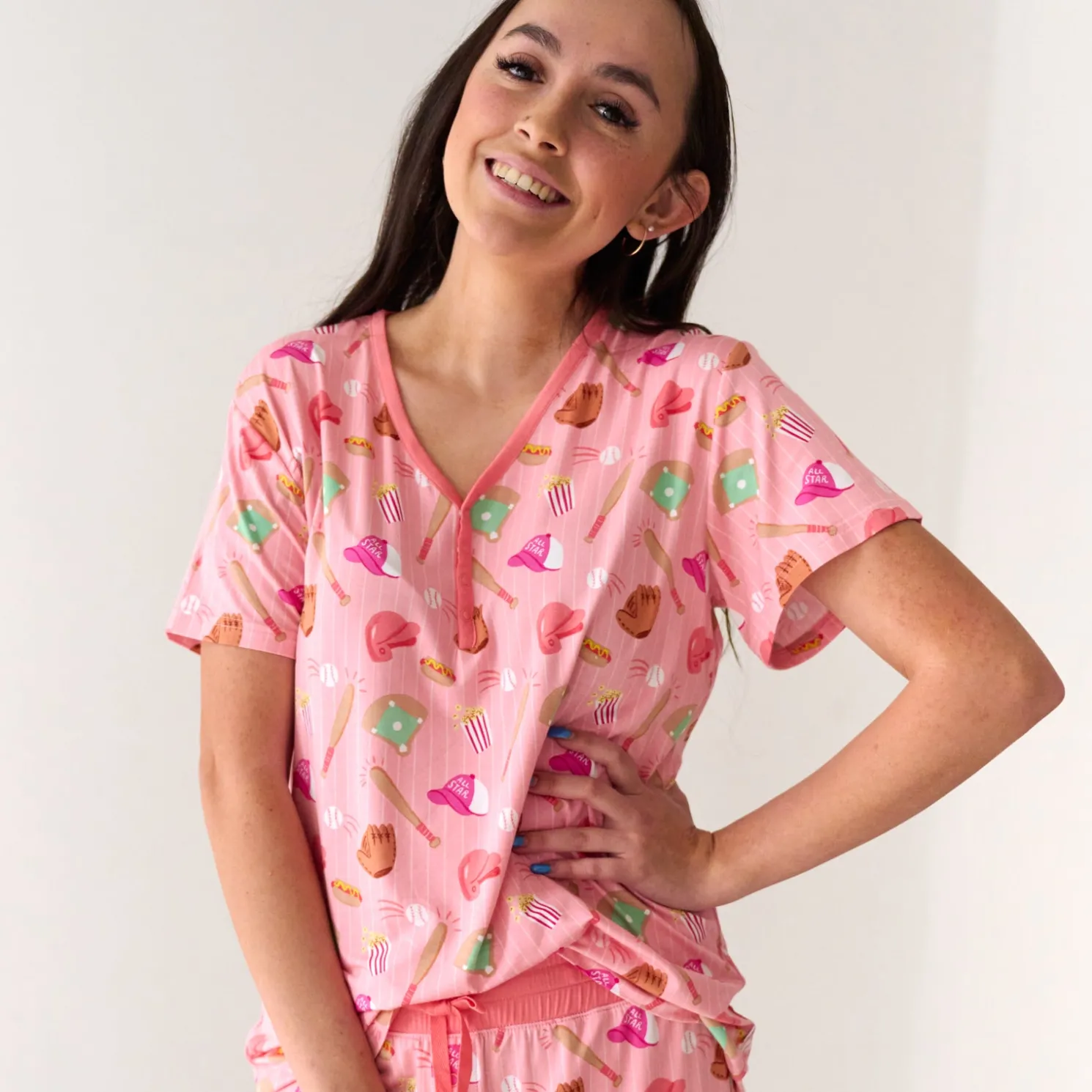 All Stars Women's Short Sleeve Pajama Top