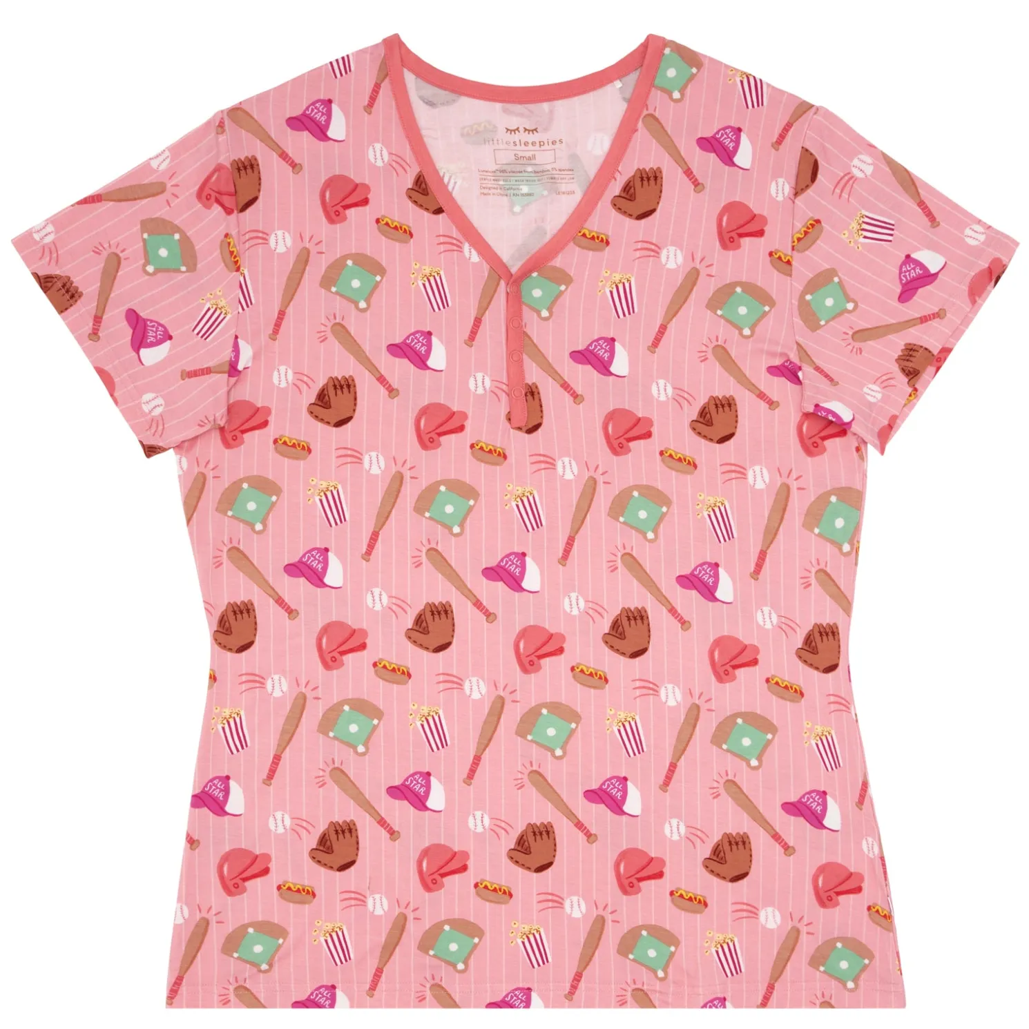 All Stars Women's Short Sleeve Pajama Top