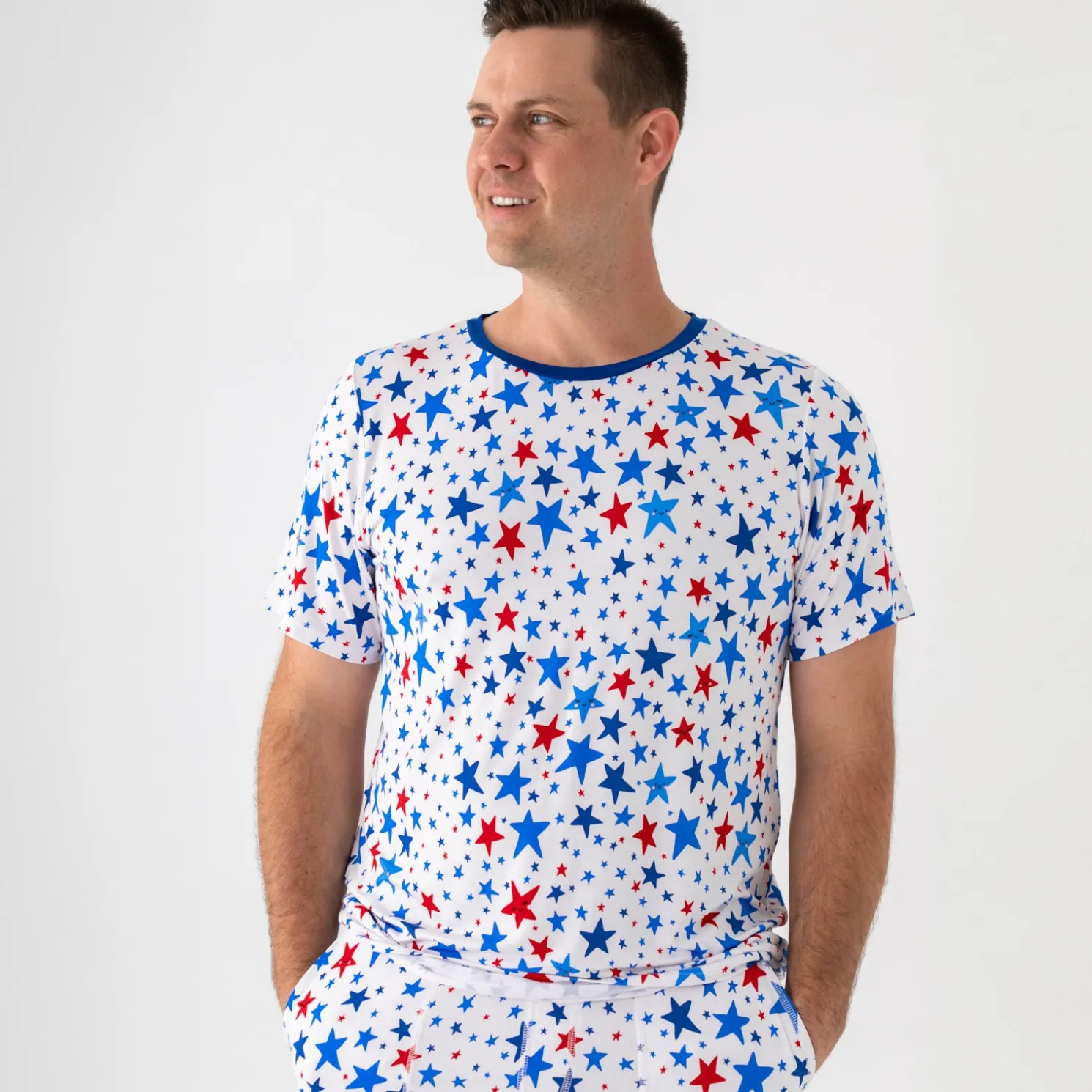 Bright Stars Men's Short Sleeve Pajama Top