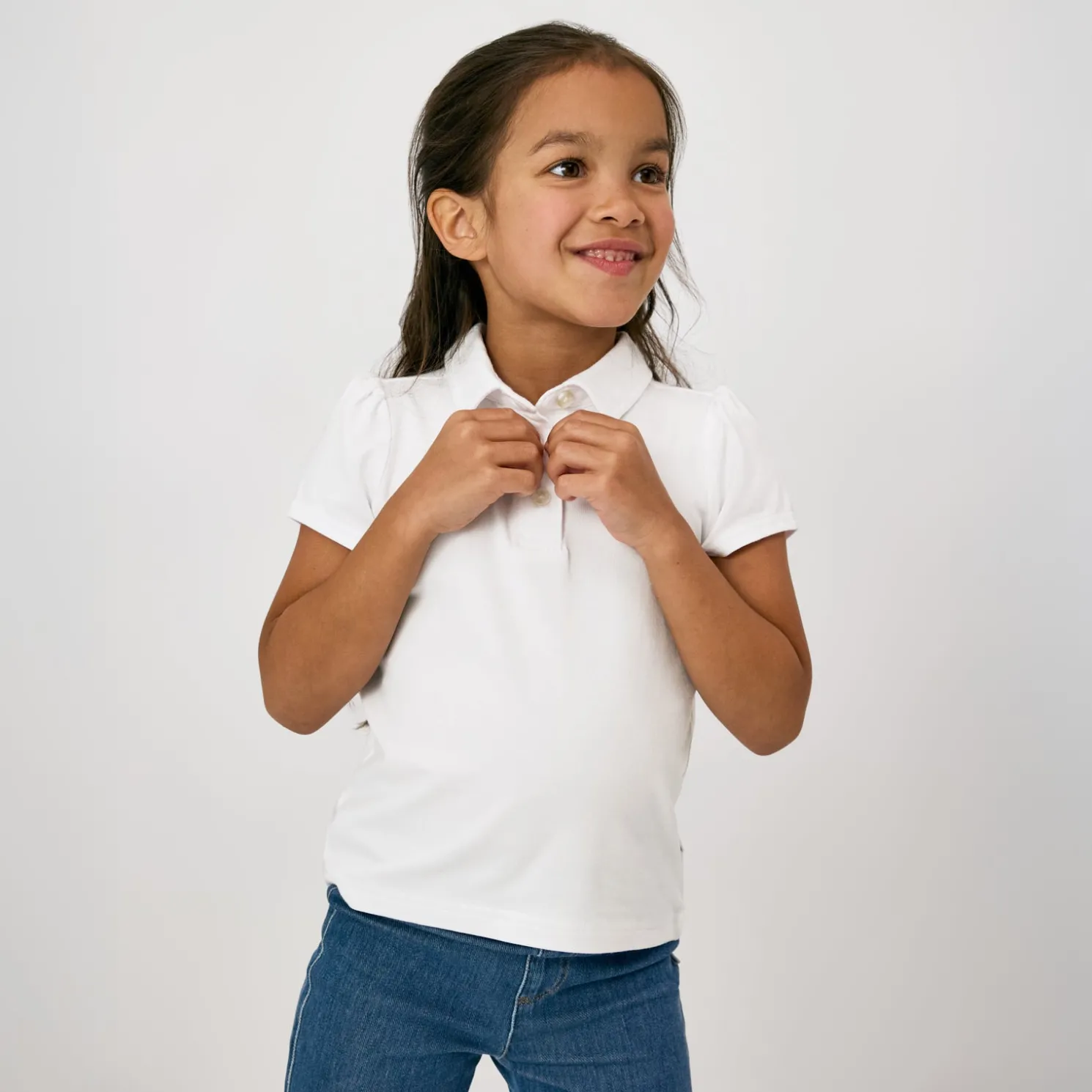 Bright White Puff Sleeve Polo