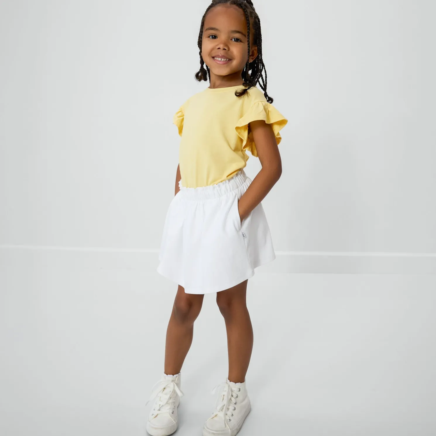 Bright White Denim Skort