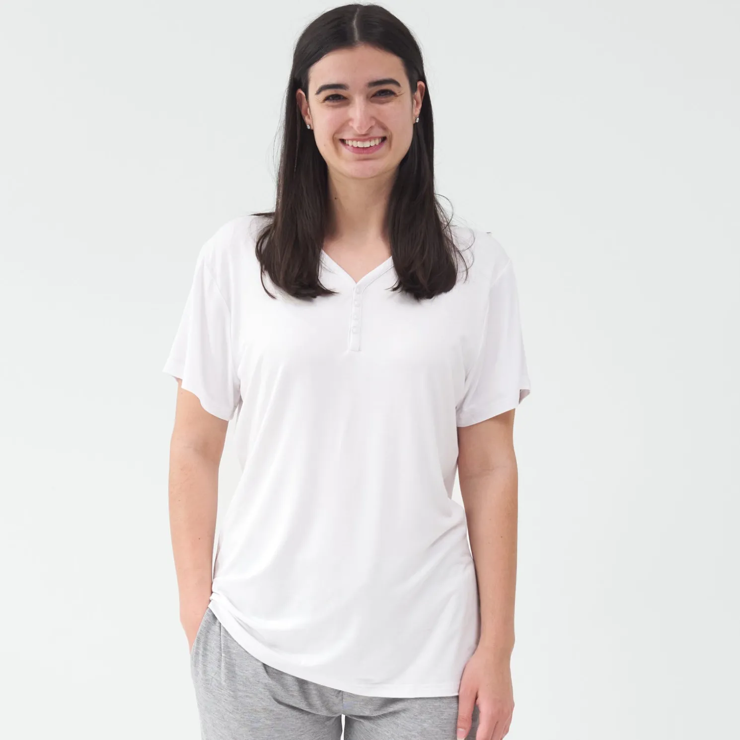 Bright White Women's Short Sleeve Pajama Top