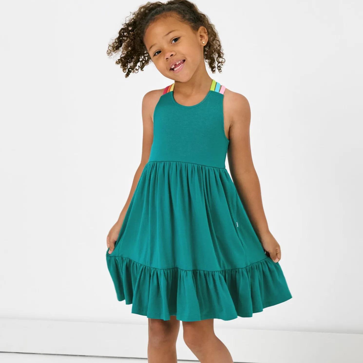 Calypso Teal Tiered Tank Dress