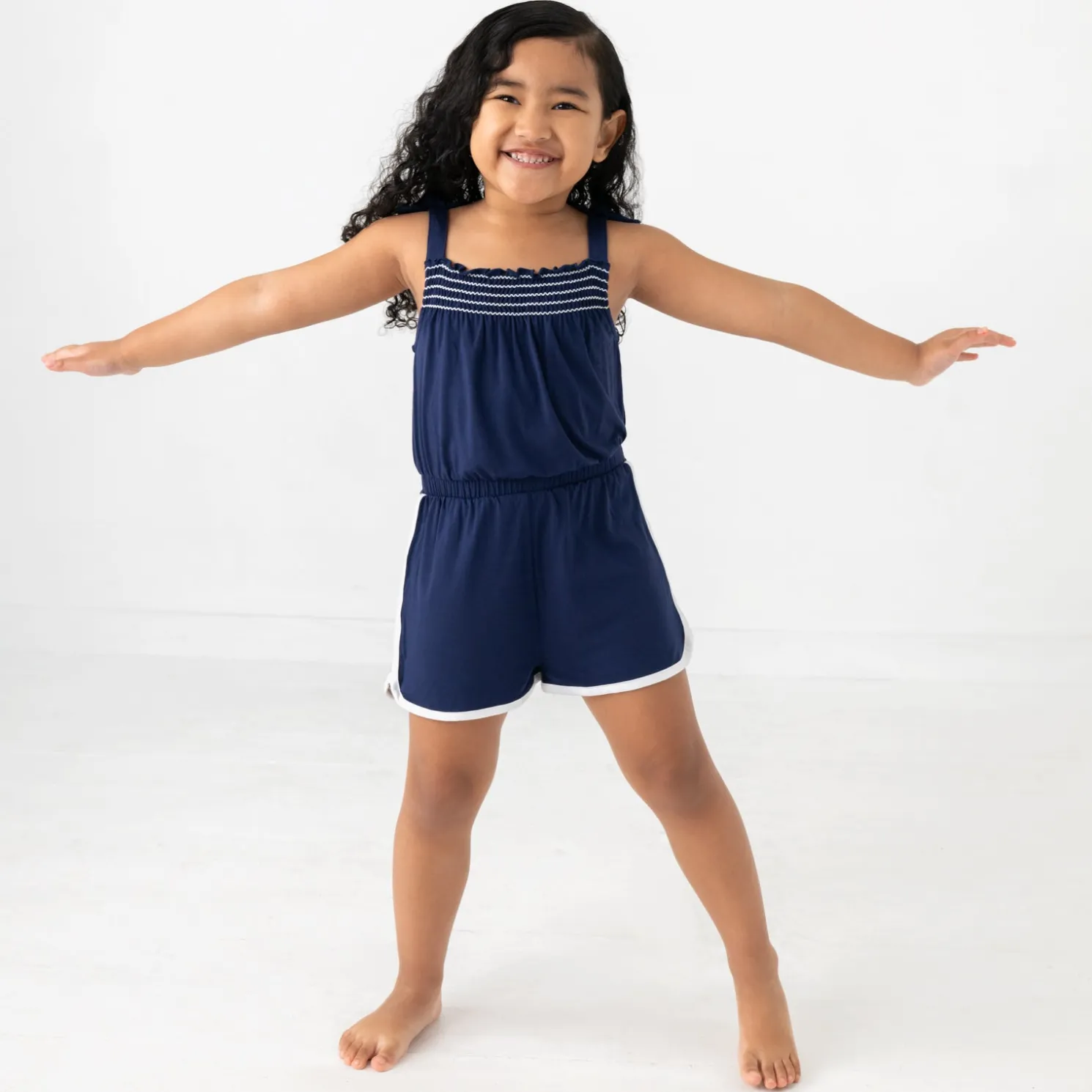 Classic Navy Smocked Romper