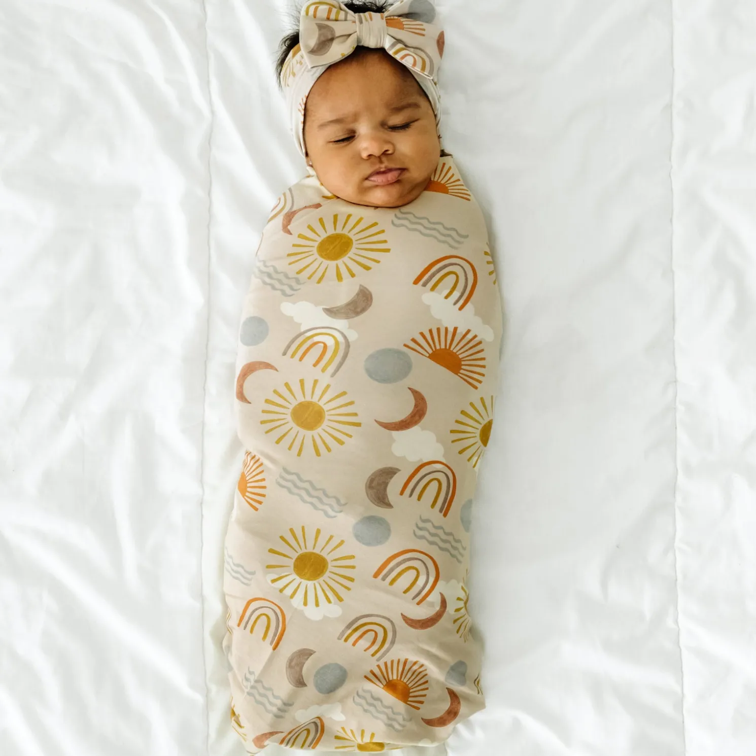 Desert Sunrise Swaddle & Luxe Bow Headband Set