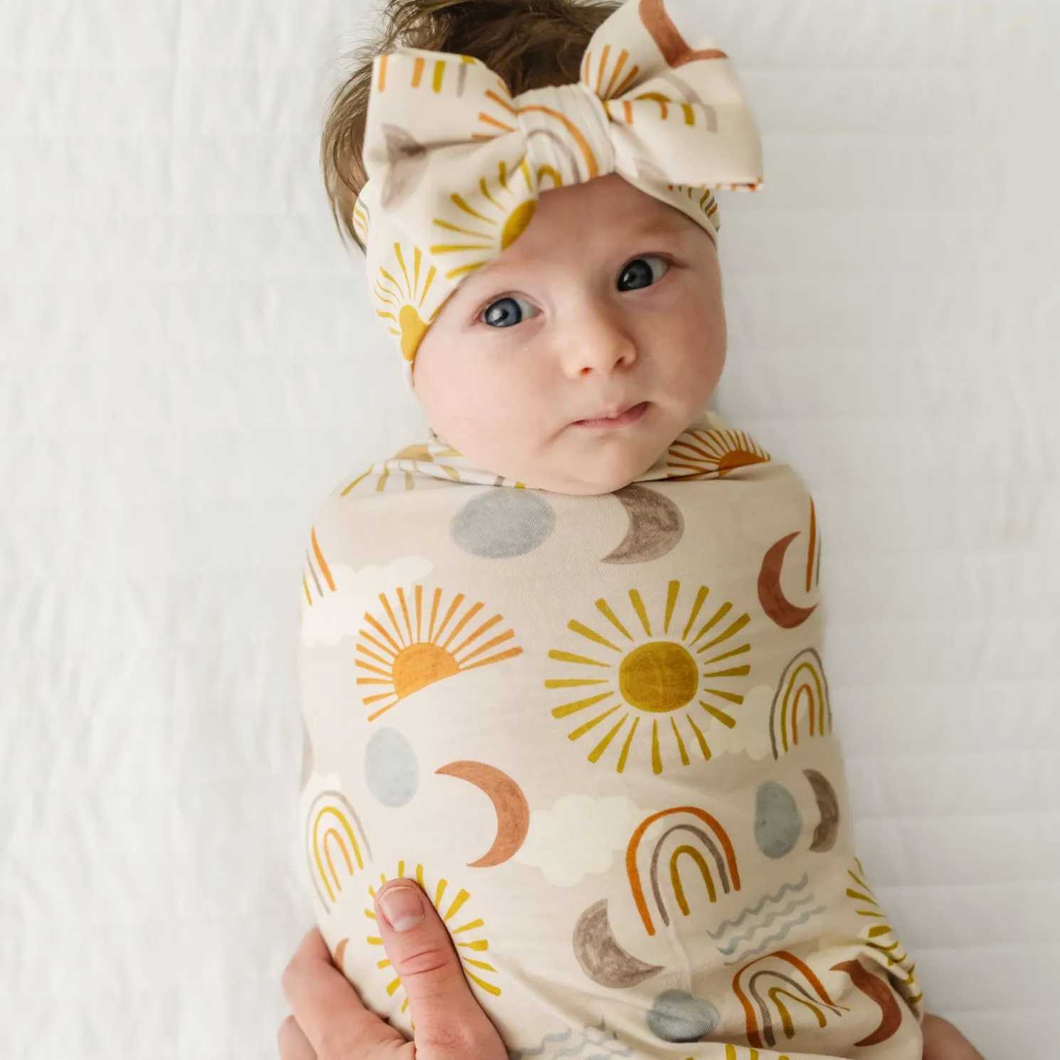 Desert Sunrise Swaddle & Luxe Bow Headband Set