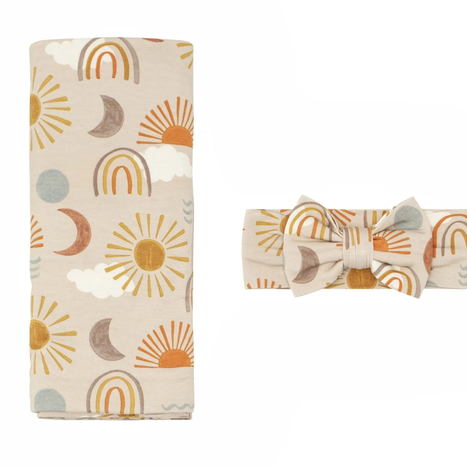 Desert Sunrise Swaddle & Luxe Bow Headband Set