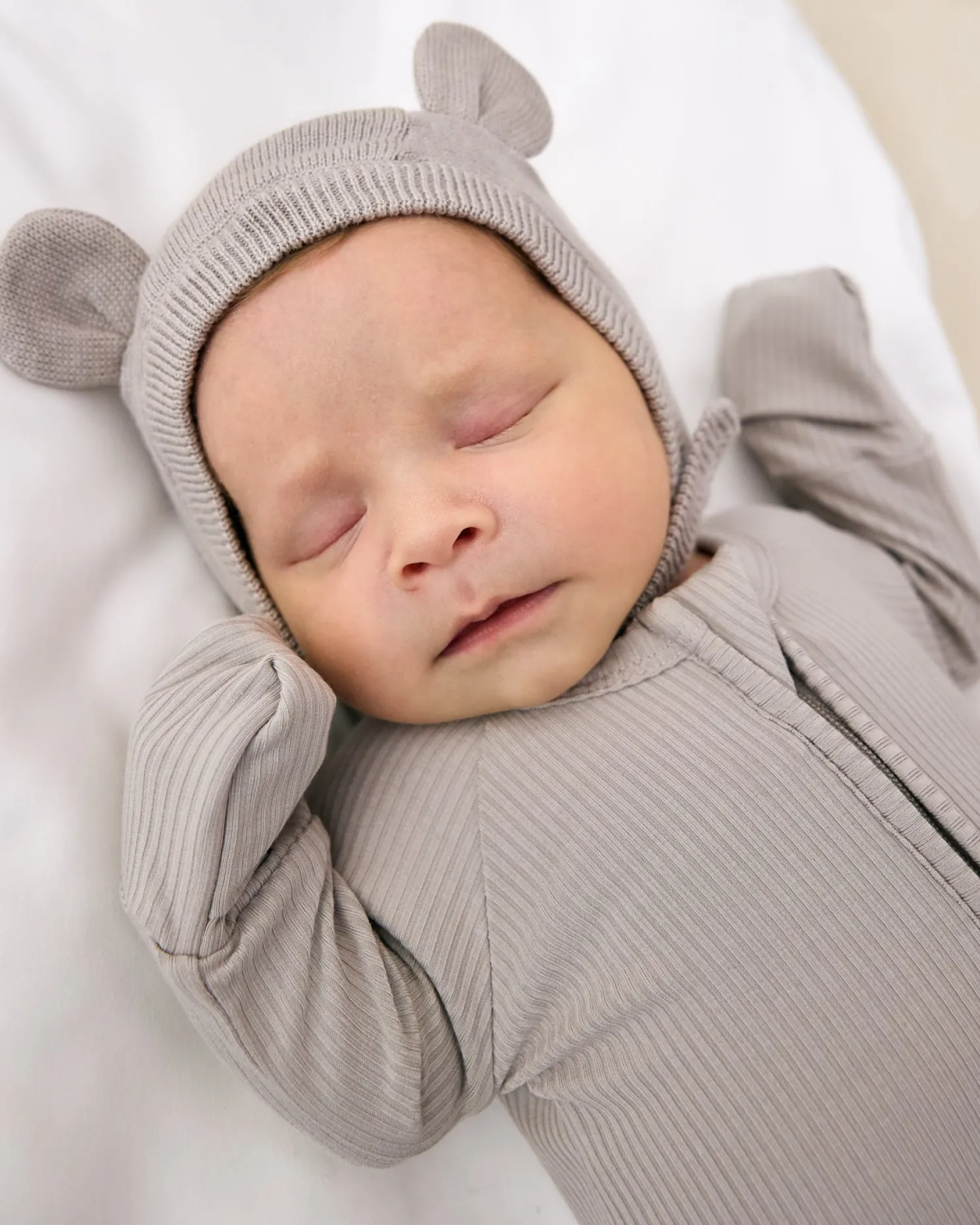 Dove Gray Bear Bonnet