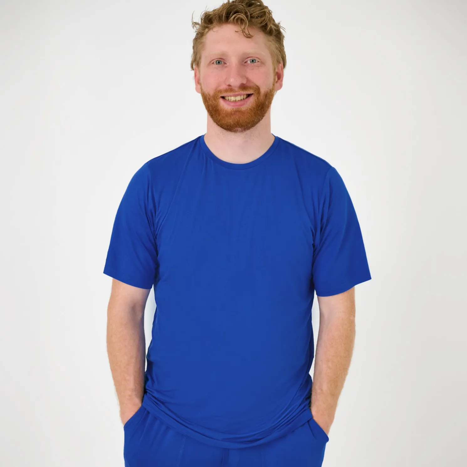 Electric Blue Men's Short Sleeve Pajama Top