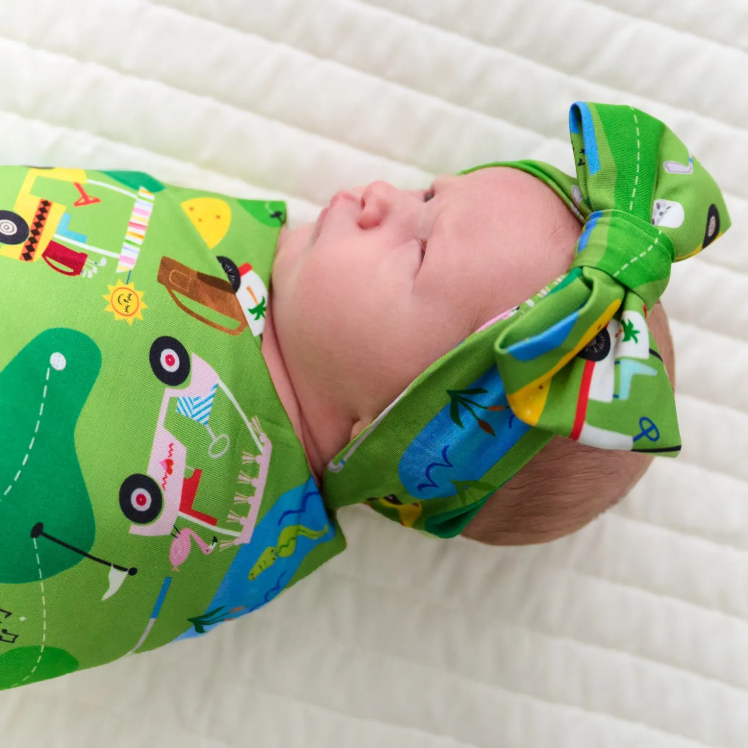 Fairway Fun Swaddle & Luxe Bow Headband Set