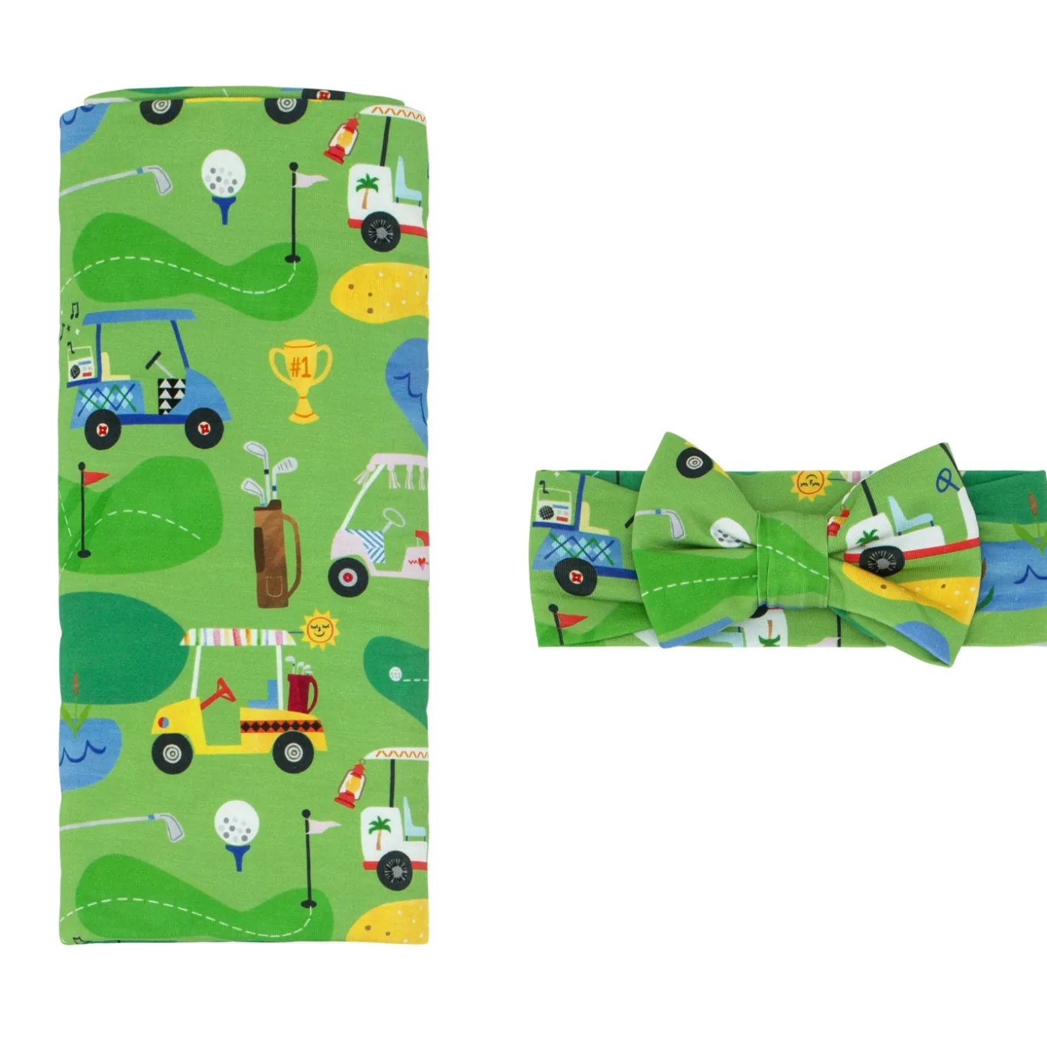 Fairway Fun Swaddle & Luxe Bow Headband Set