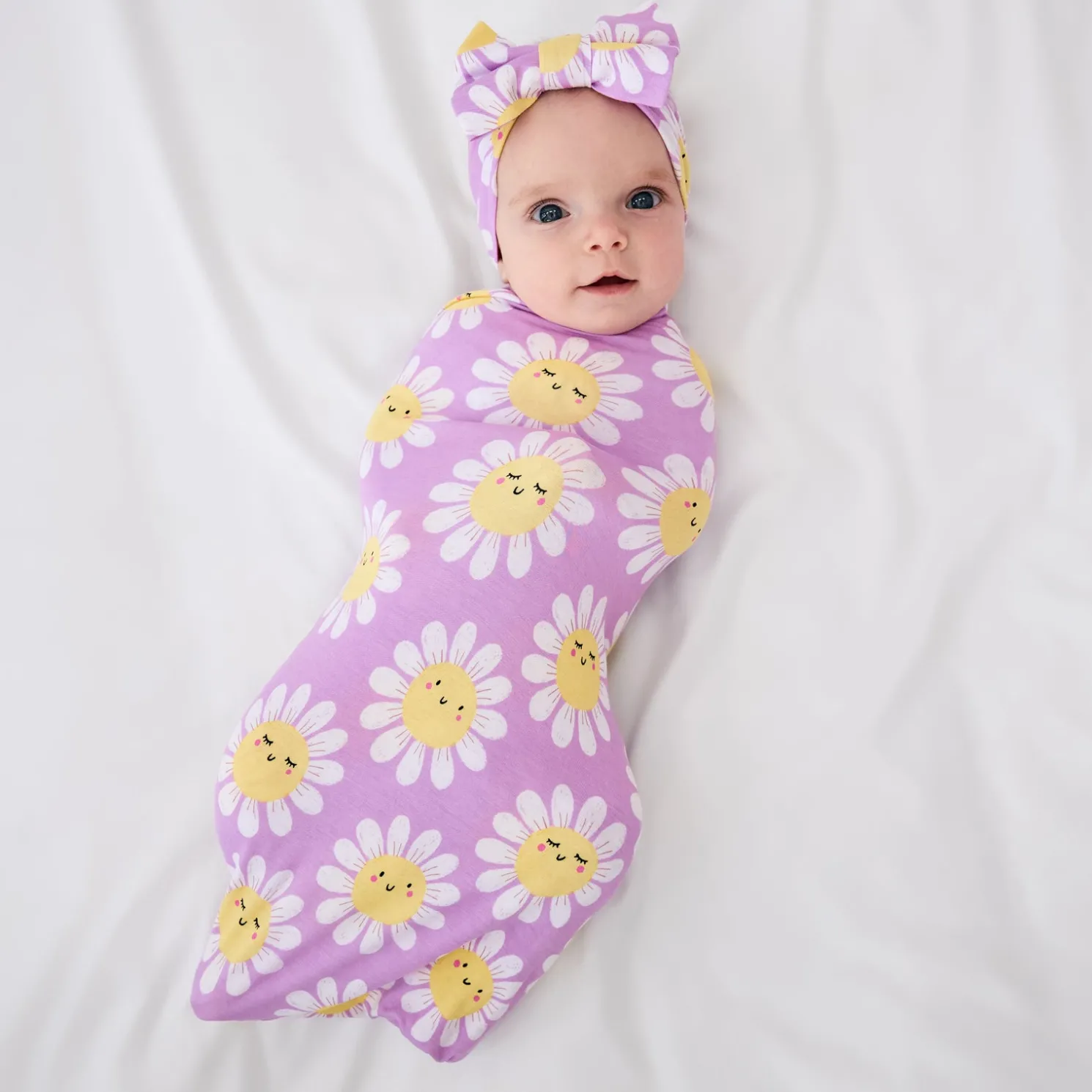 Flower Power Swaddle & Luxe Bow Headband Set