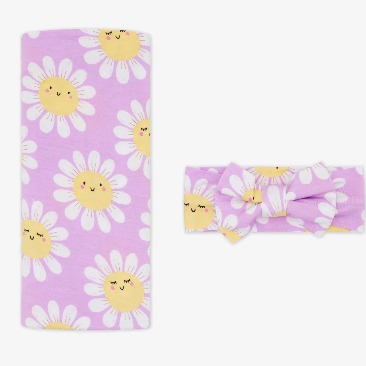Flower Power Swaddle & Luxe Bow Headband Set