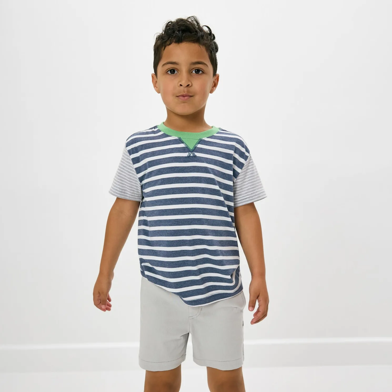 Heather Blue Stripes Relaxed Tee