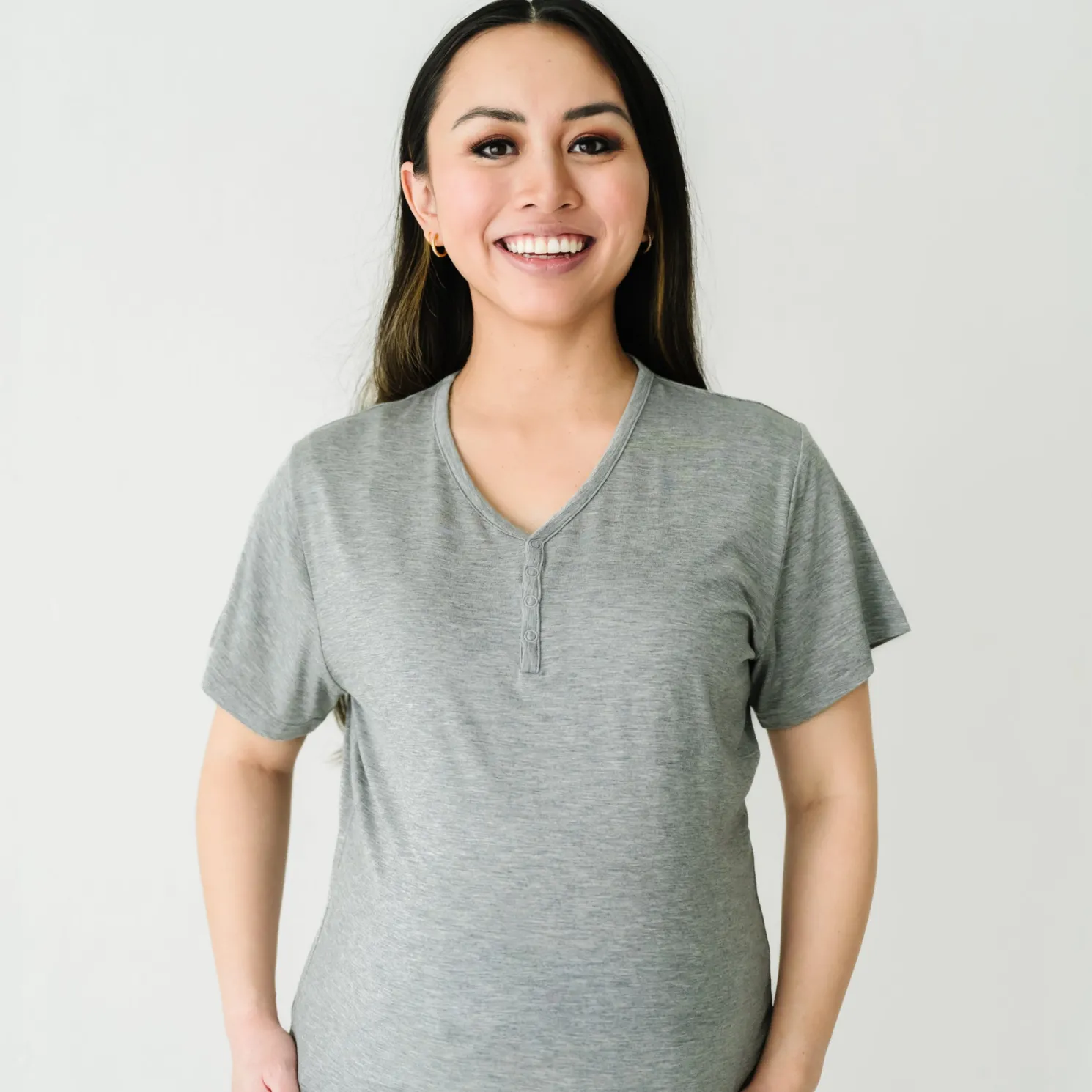 Heather Gray Women's Short Sleeve Pajama Top