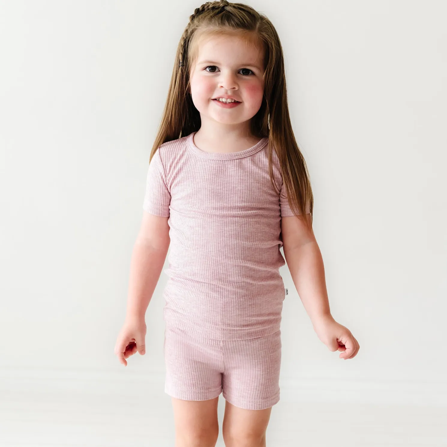Heather Mauve Two-Piece Ribbed Pajama Set