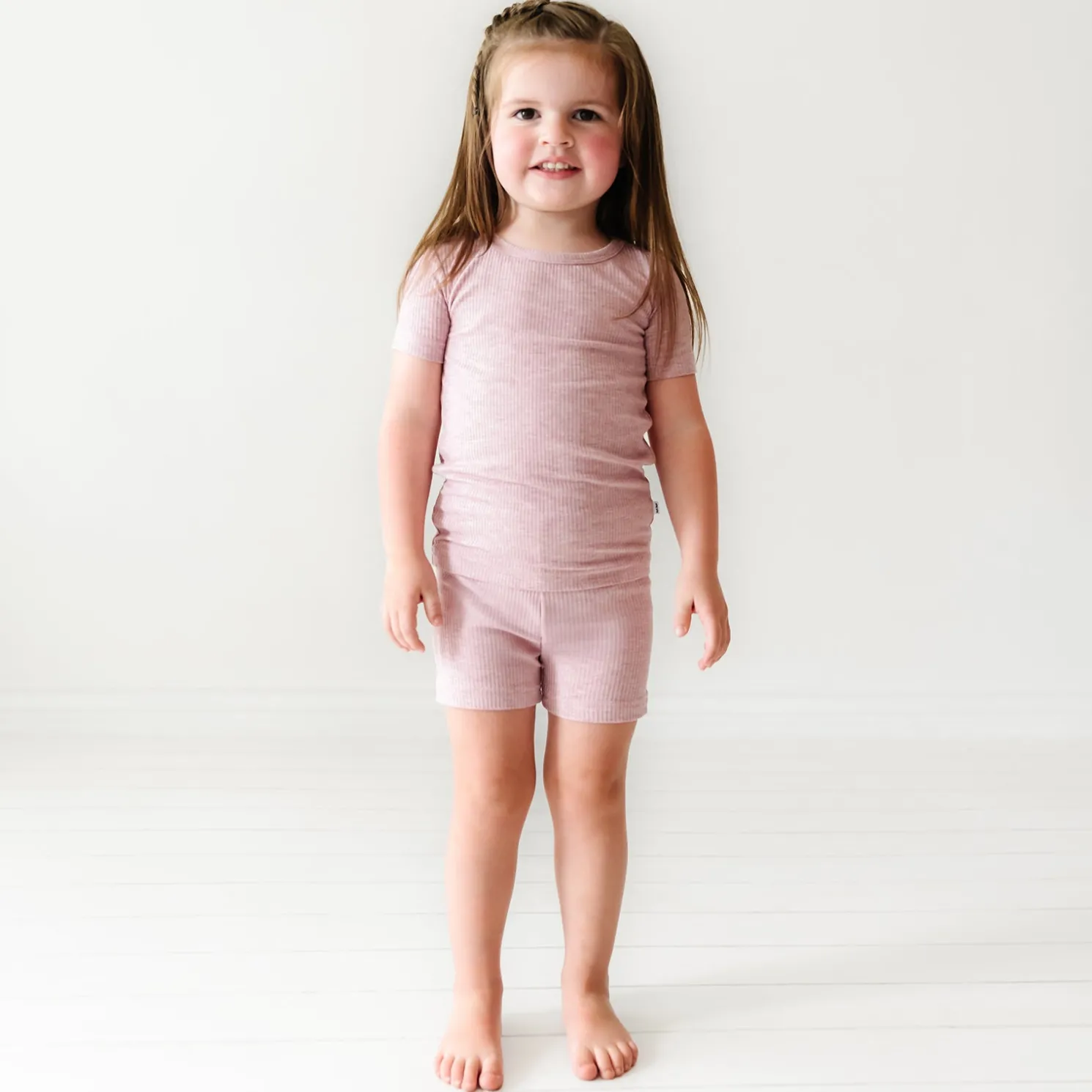 Heather Mauve Two-Piece Ribbed Pajama Set