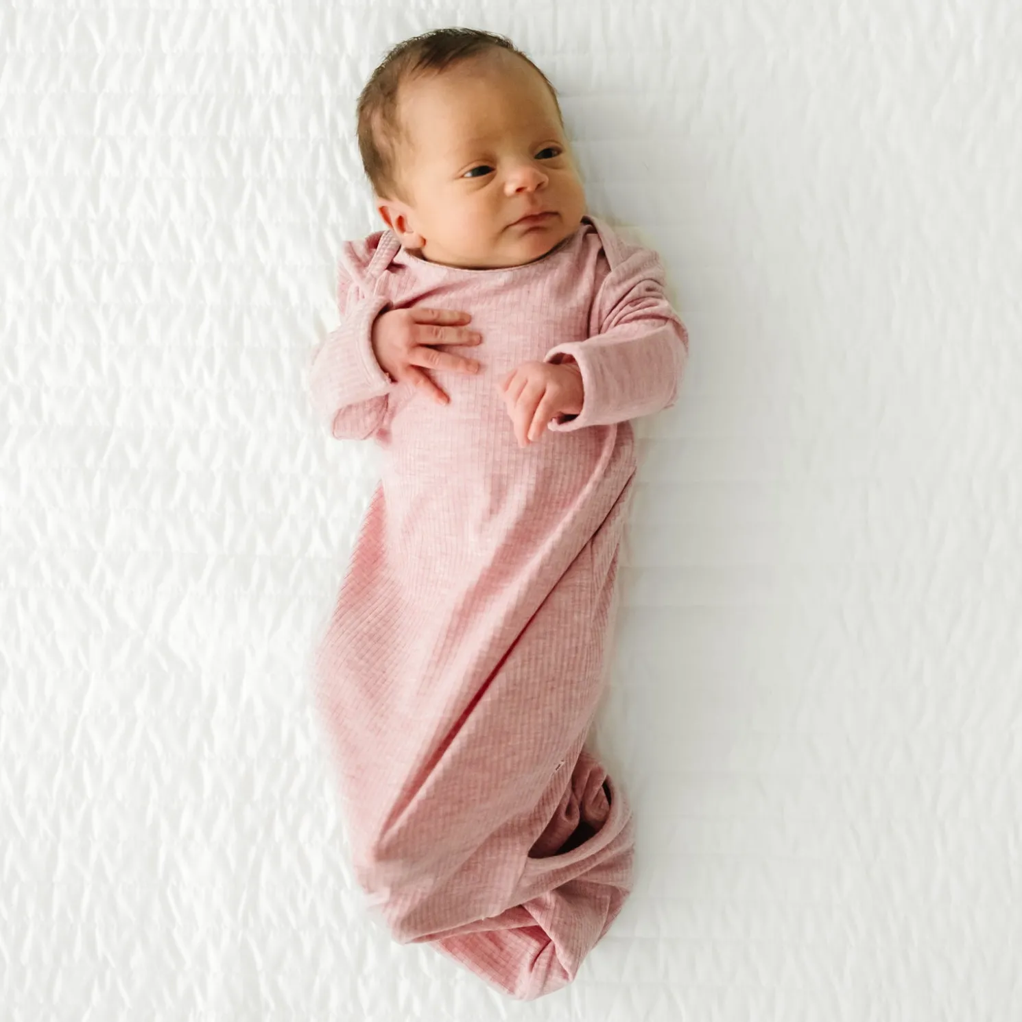 Heather Mauve Ribbed Infant Gown
