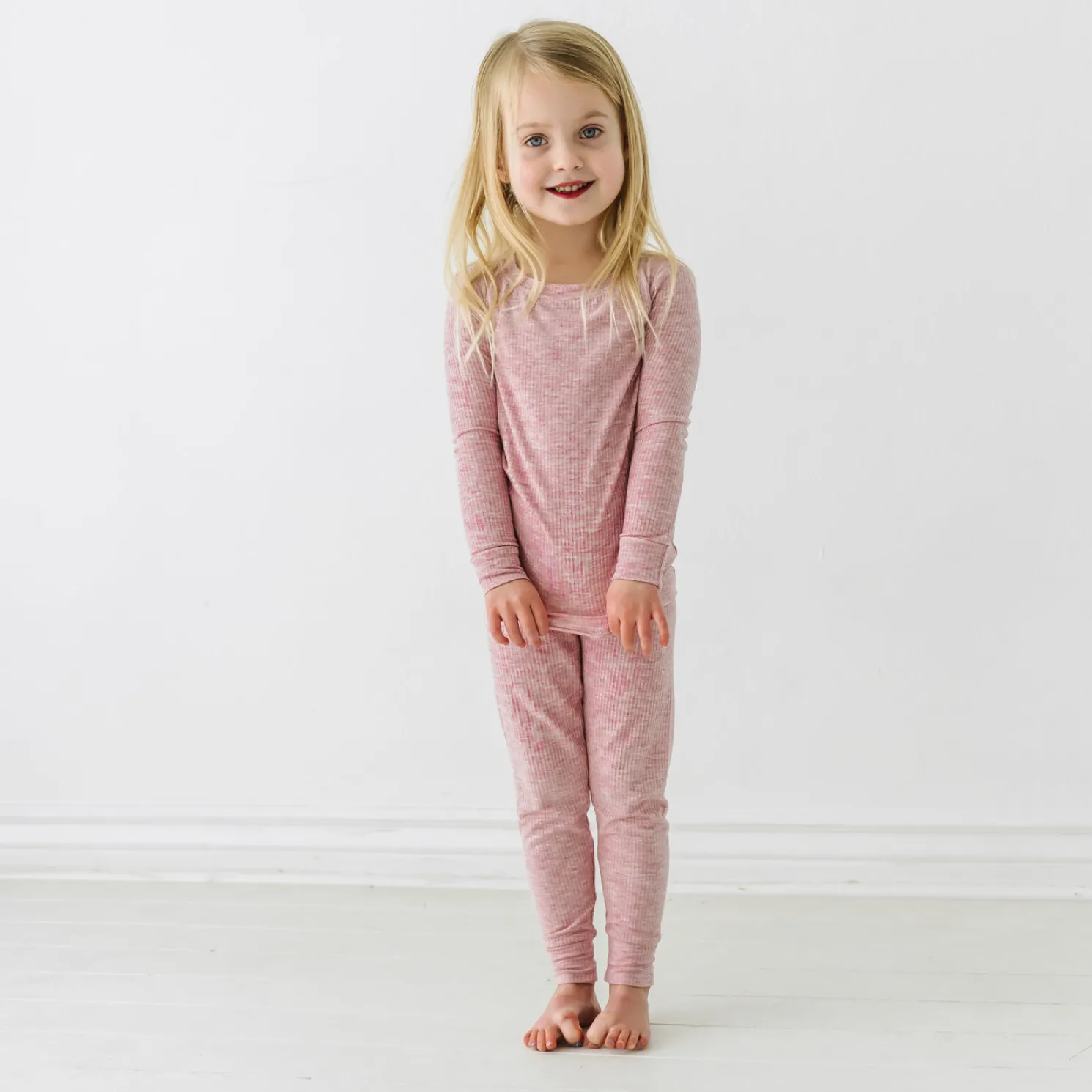 Heather Mauve Two-Piece Ribbed Pajama Set