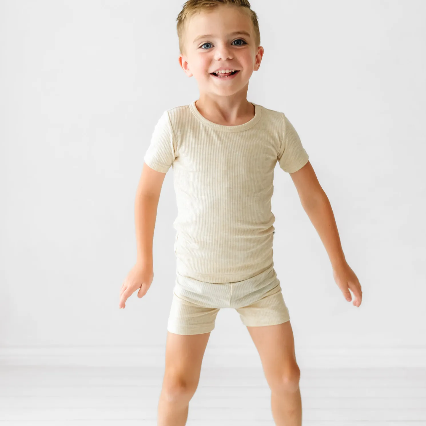 Heather Oatmeal Two-Piece Ribbed Pajama Set