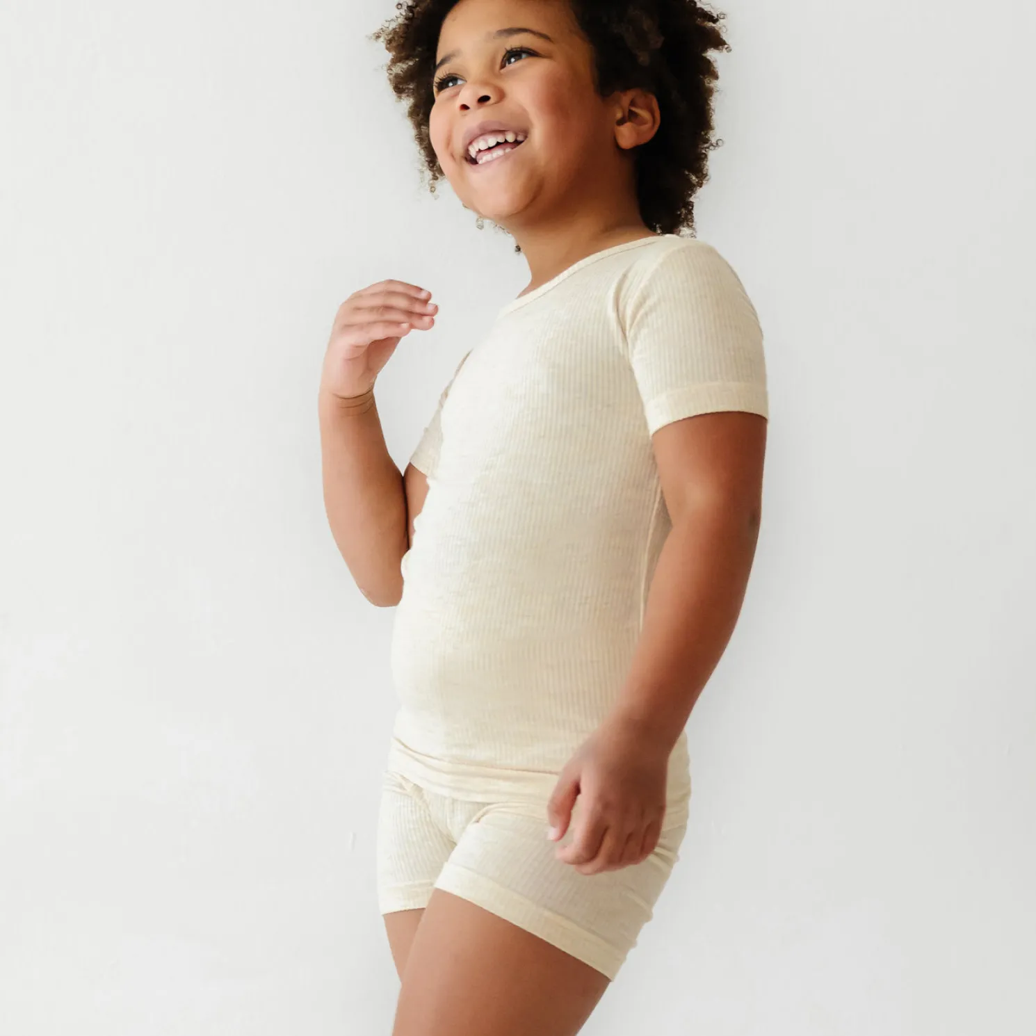Heather Oatmeal Two-Piece Ribbed Pajama Set