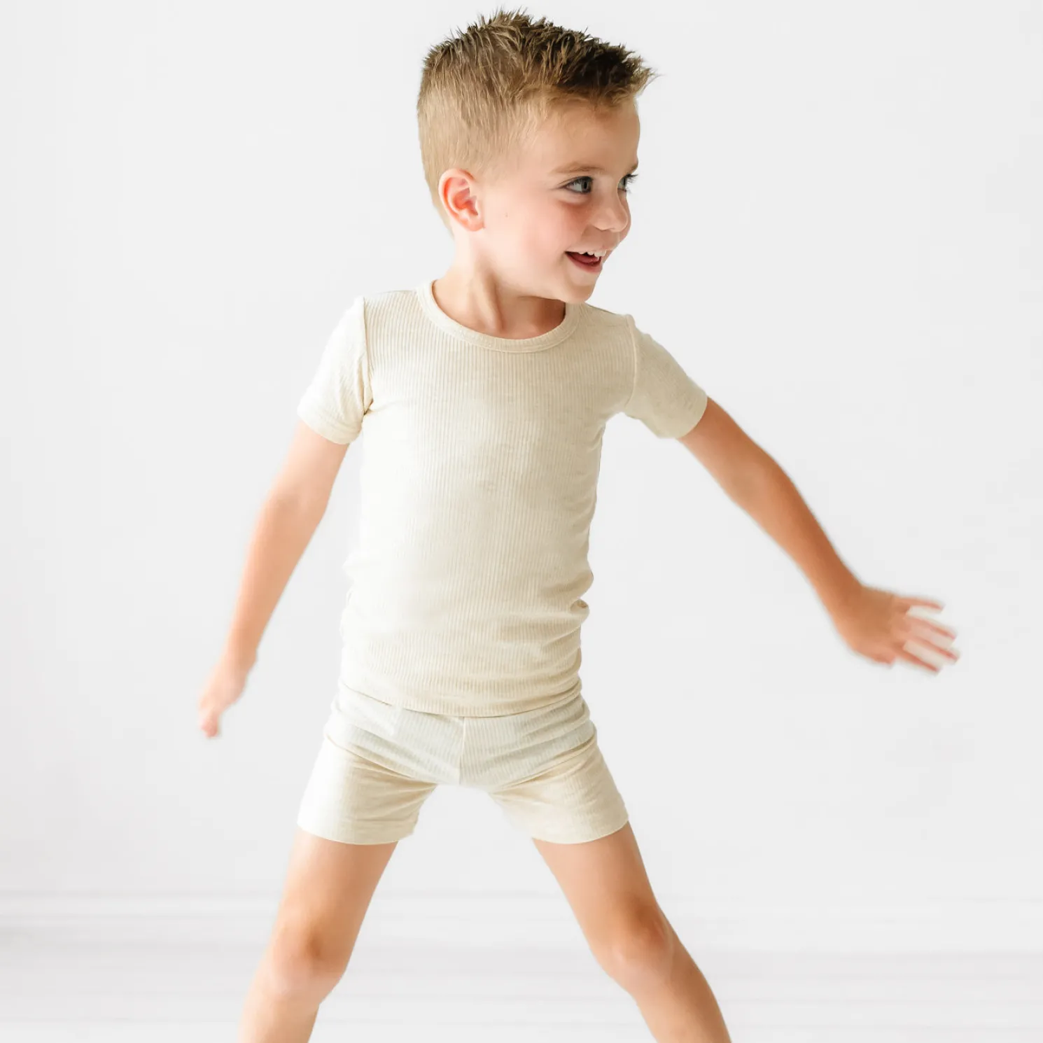 Heather Oatmeal Two-Piece Ribbed Pajama Set