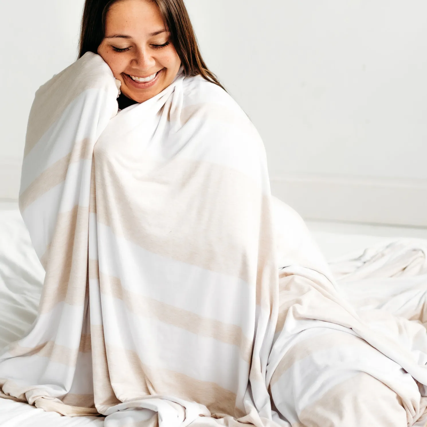 Heather Oatmeal Stripe Oversized Cloud Blanket®