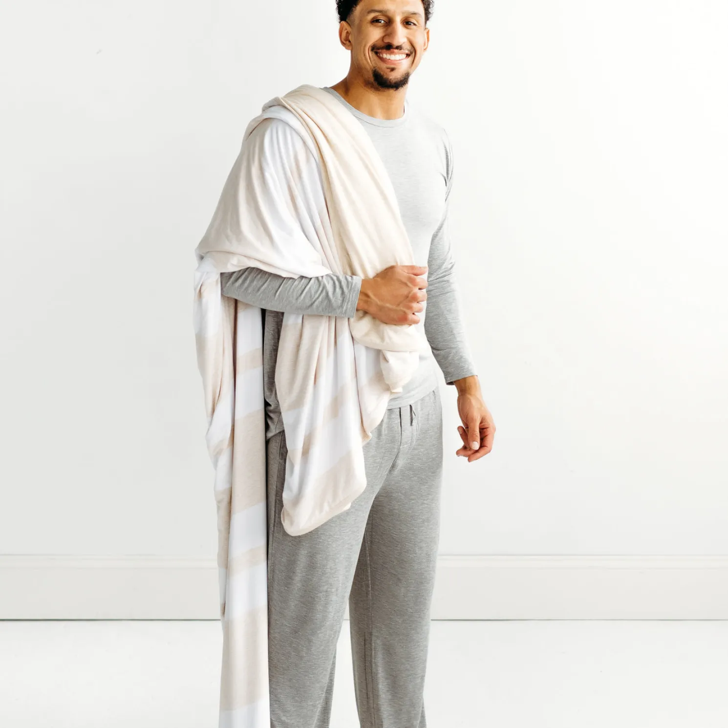 Heather Oatmeal Stripe Oversized Cloud Blanket®