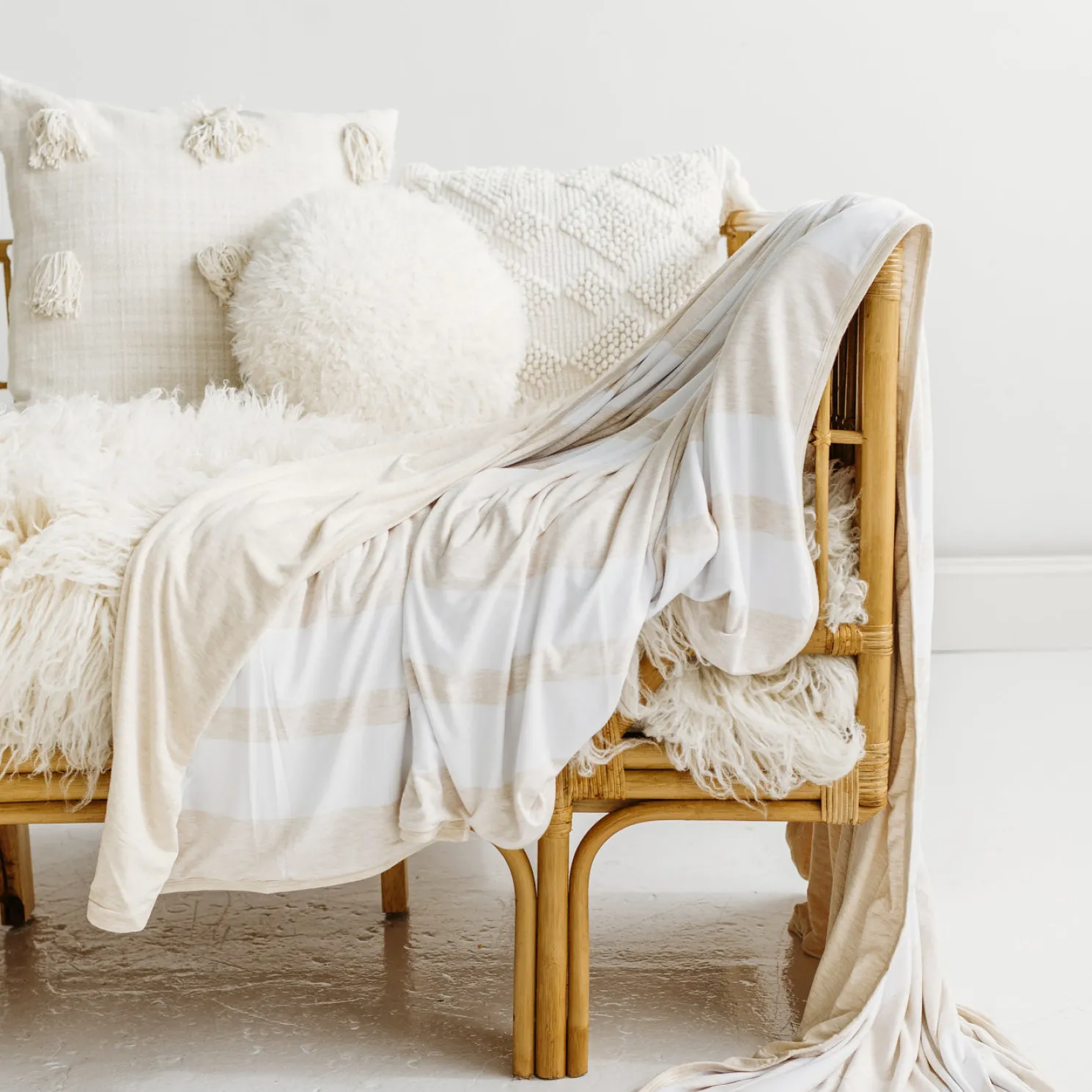 Heather Oatmeal Stripe Oversized Cloud Blanket®