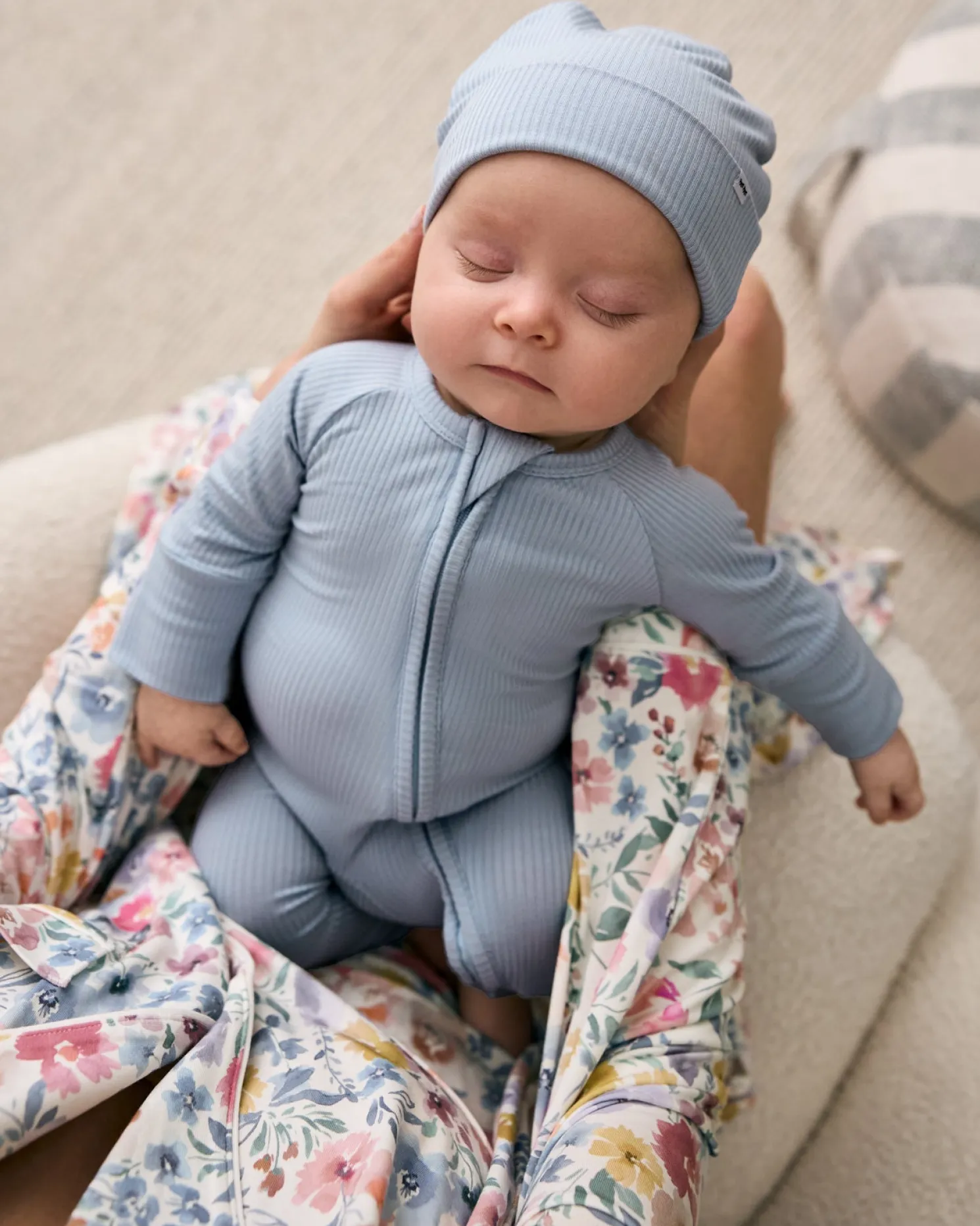 Light Fog Ribbed Infant Beanie