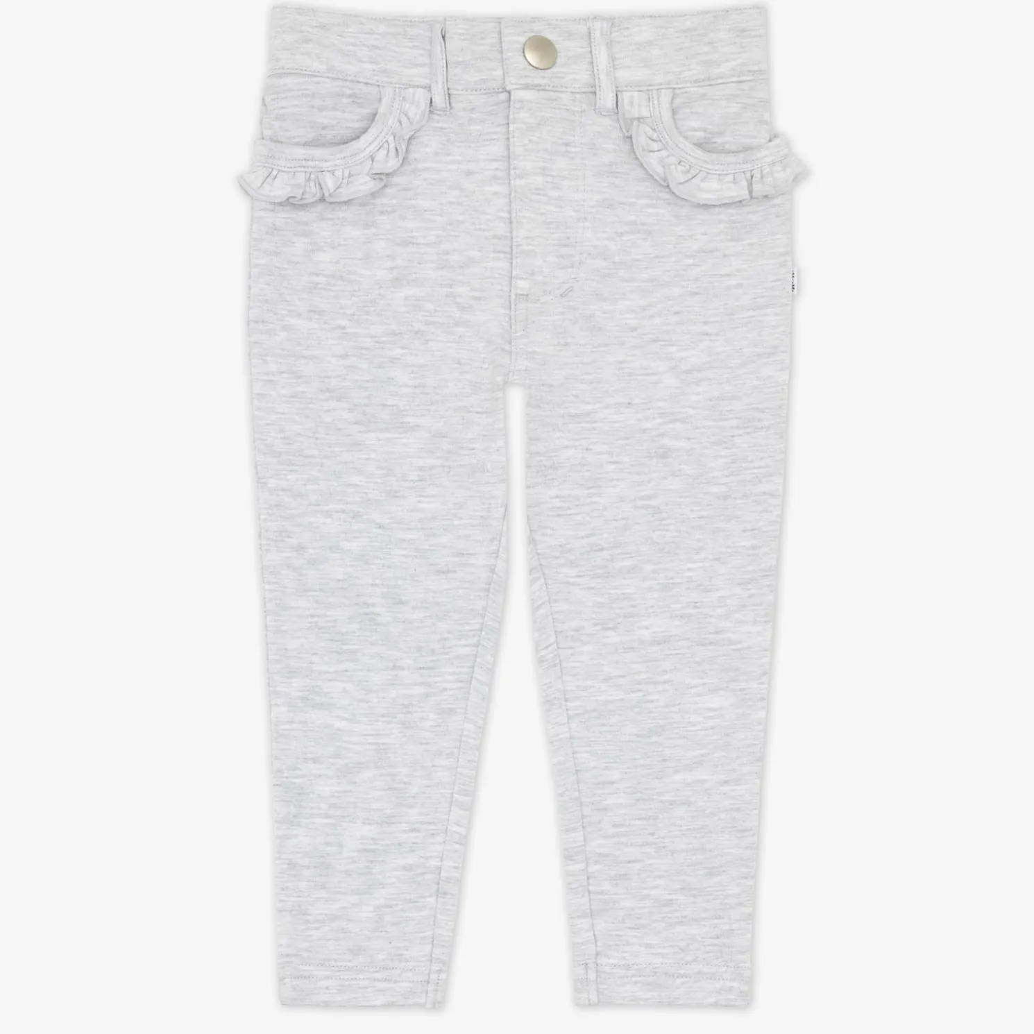 Light Heather Gray Ruffle Heart Pocket Pants