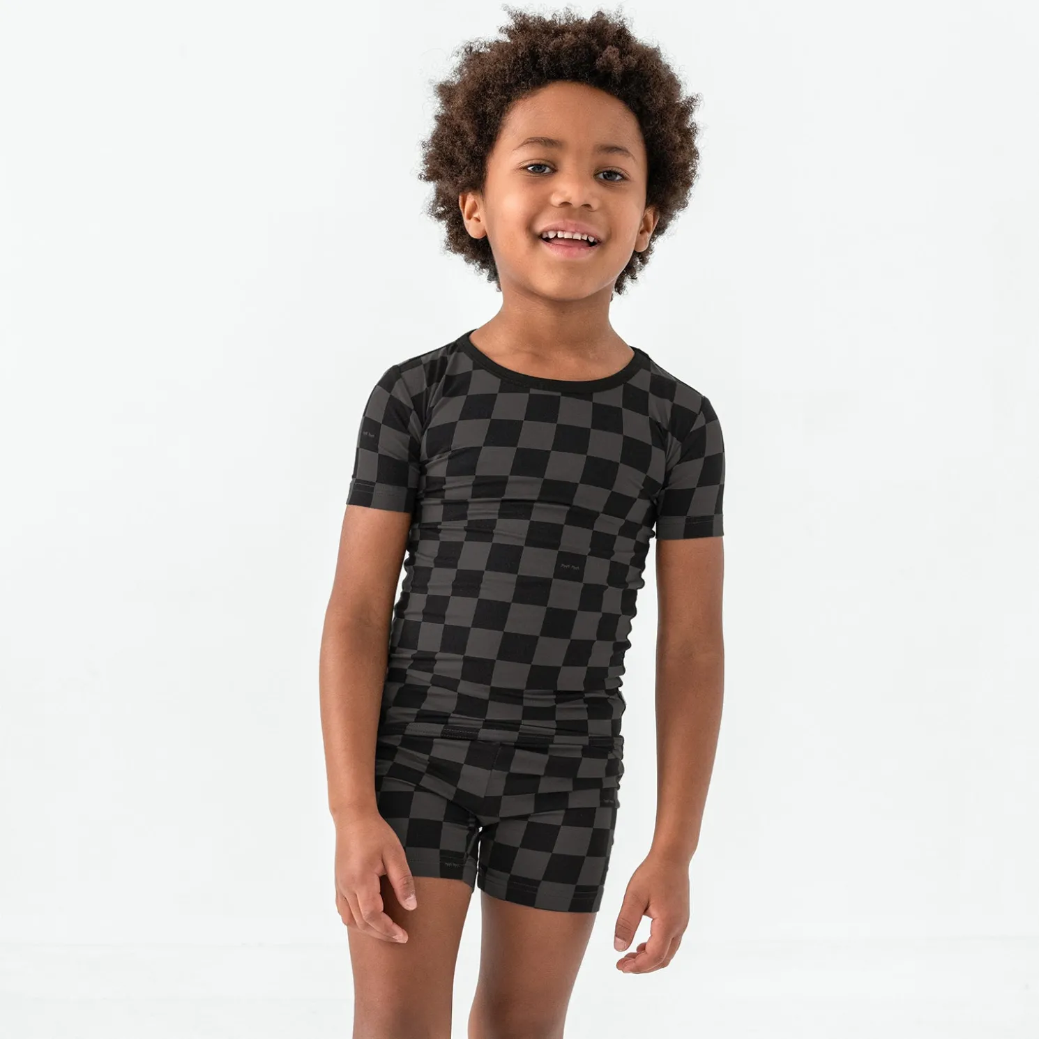 Monochrome Checks Two-Piece Pajama Set