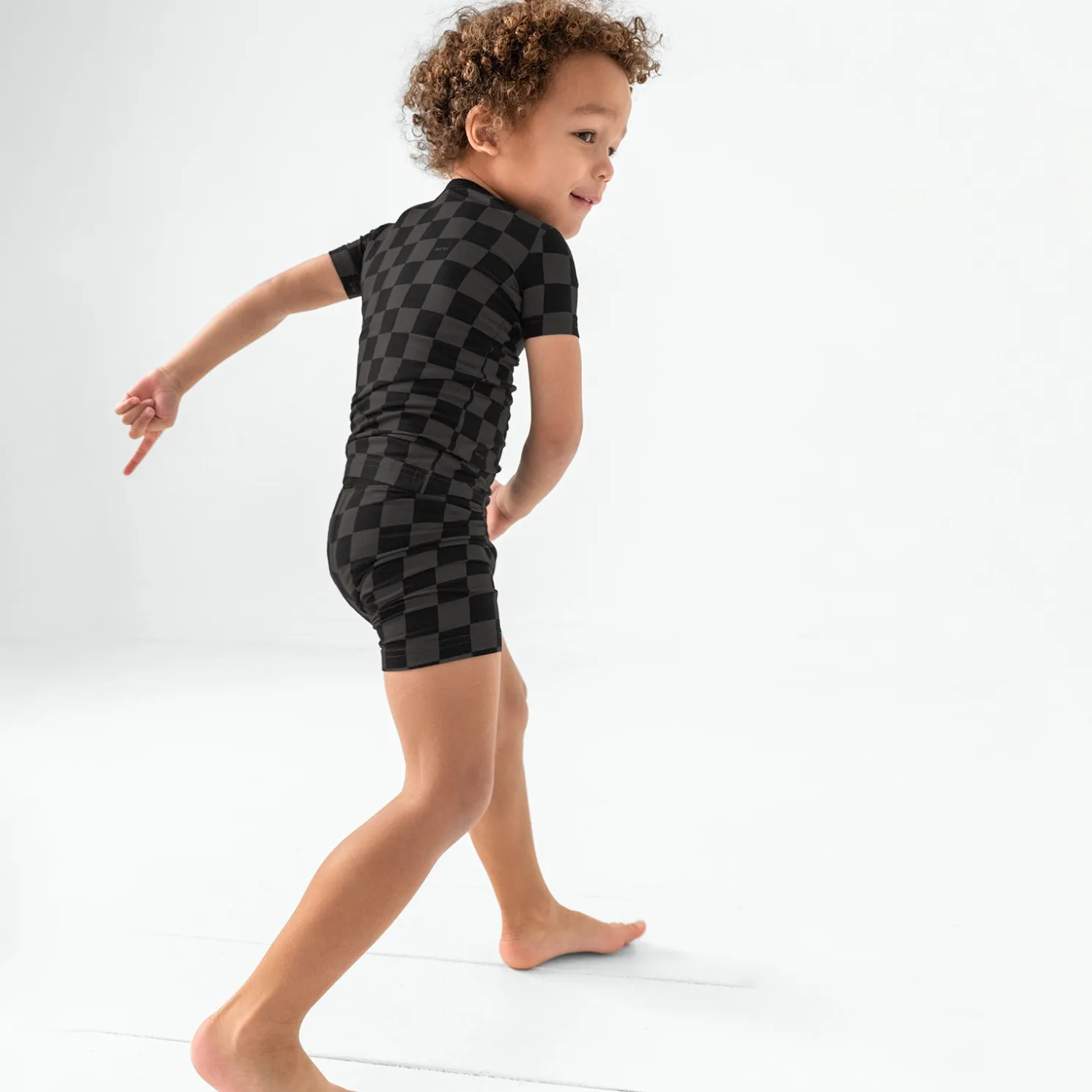 Monochrome Checks Two-Piece Pajama Set