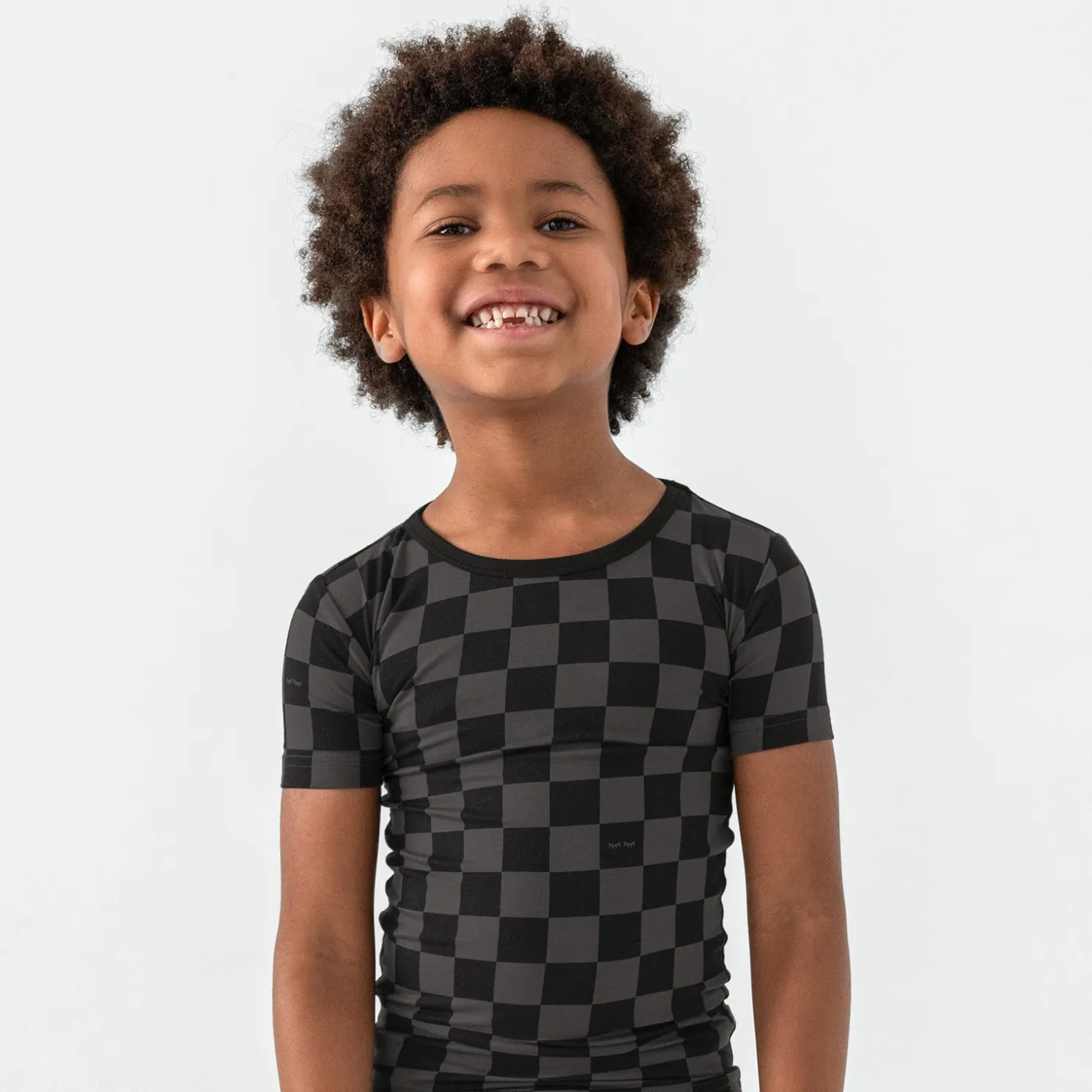 Monochrome Checks Two-Piece Pajama Set