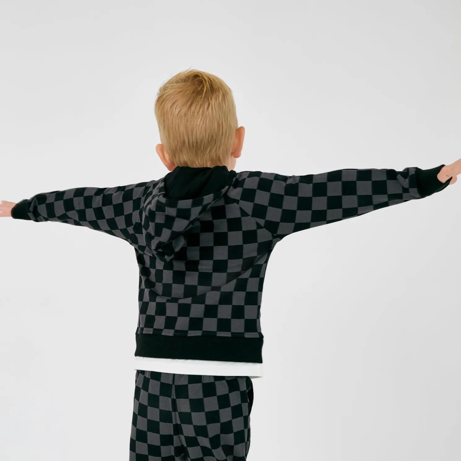 Monochrome Checks Zip Hoodie