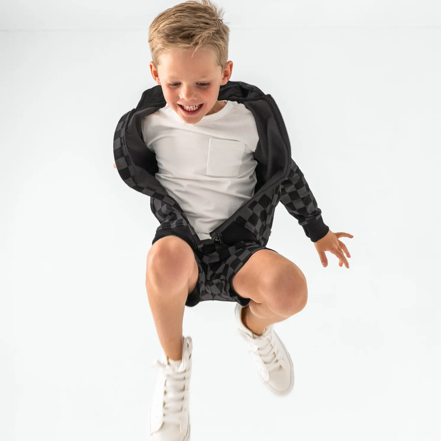 Monochrome Checks Zip Hoodie