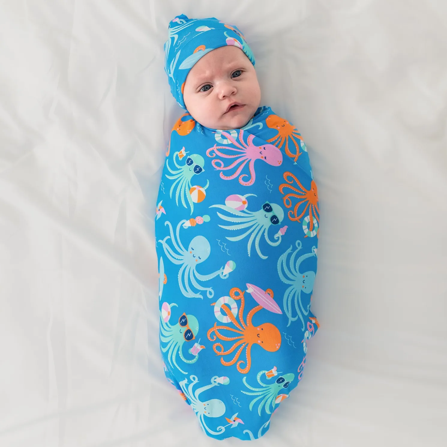 Octopus Party Swaddle & Hat Set