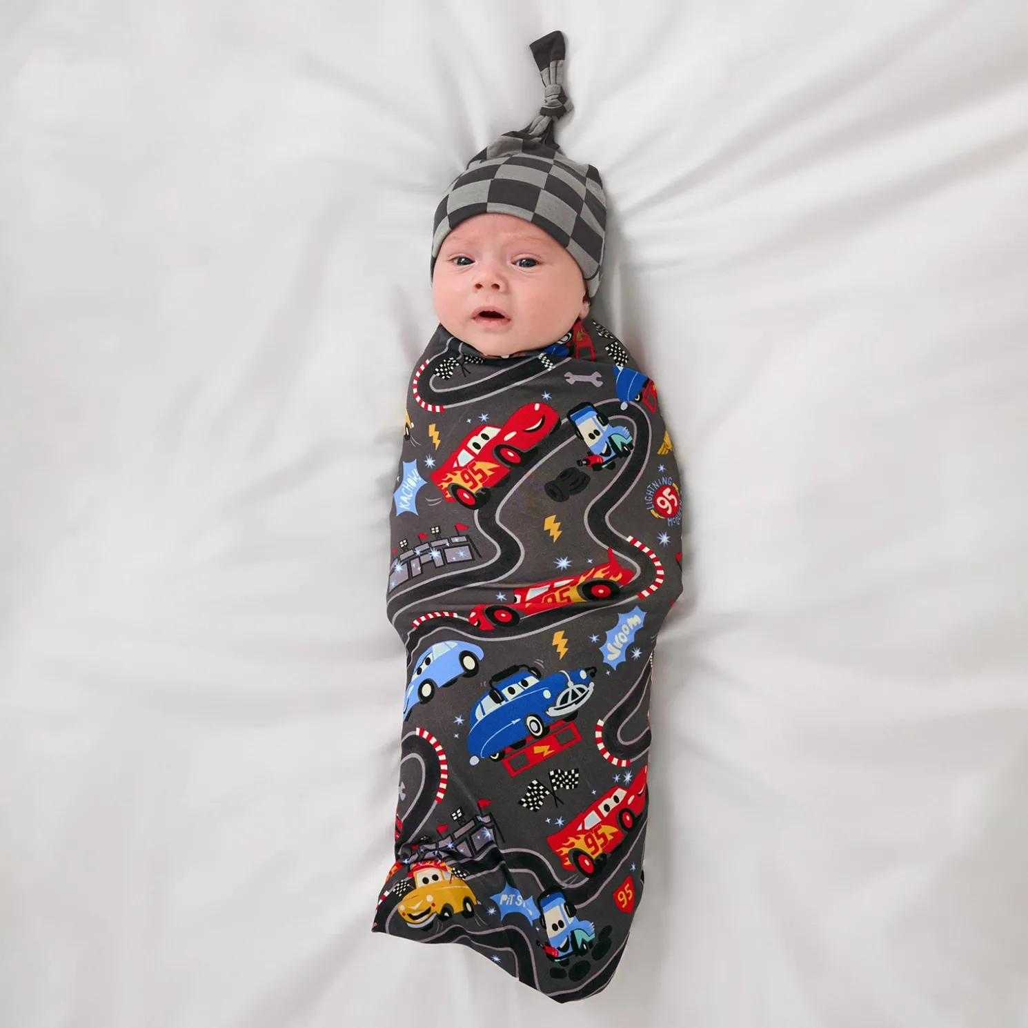 Piston Cup Swaddle & Hat Set
