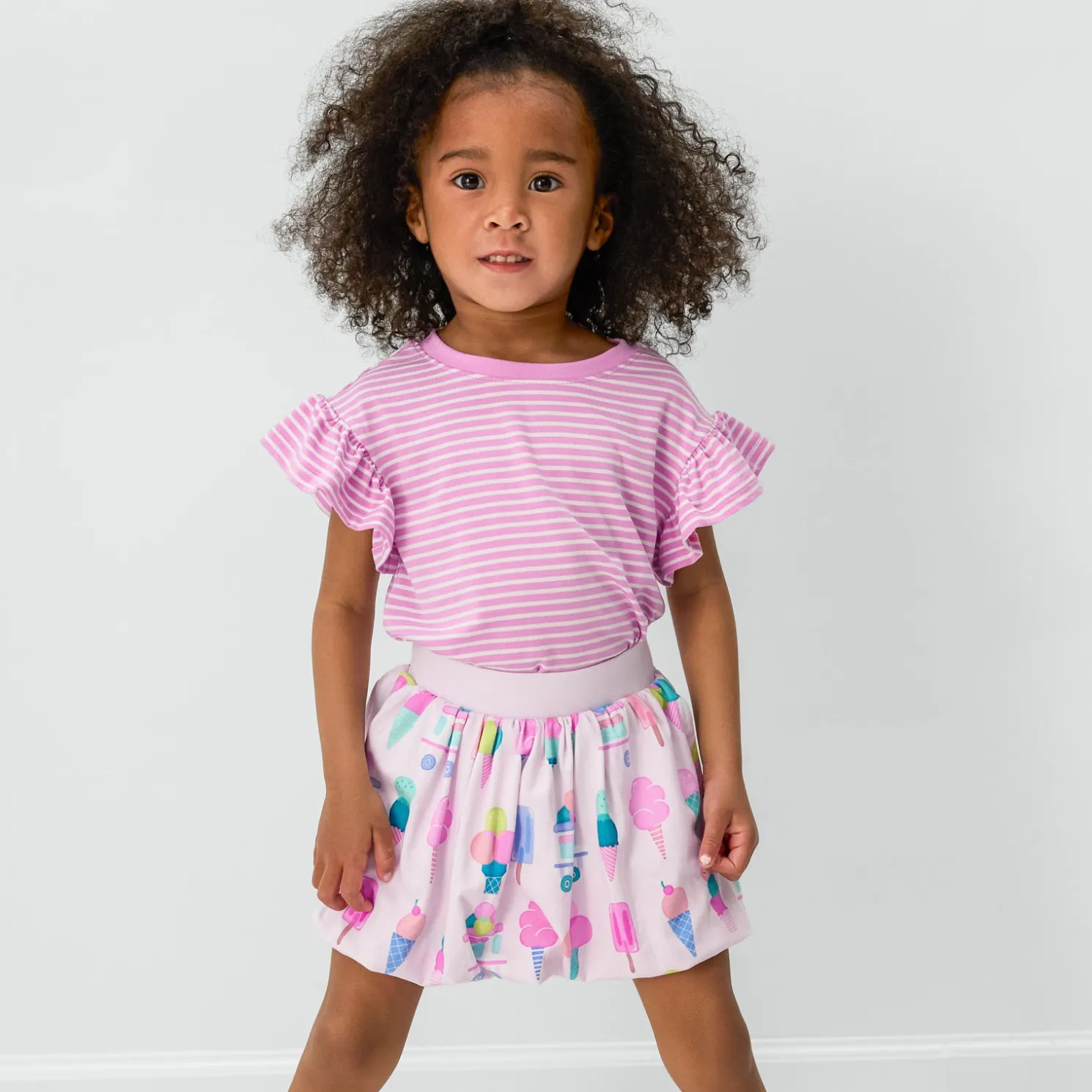 Pop Pink Stripes Flutter Tee