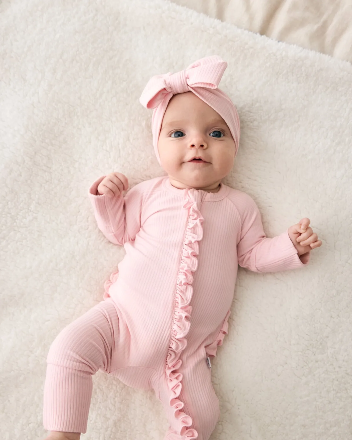 Prima Pink Ribbed Ruffle Zippy