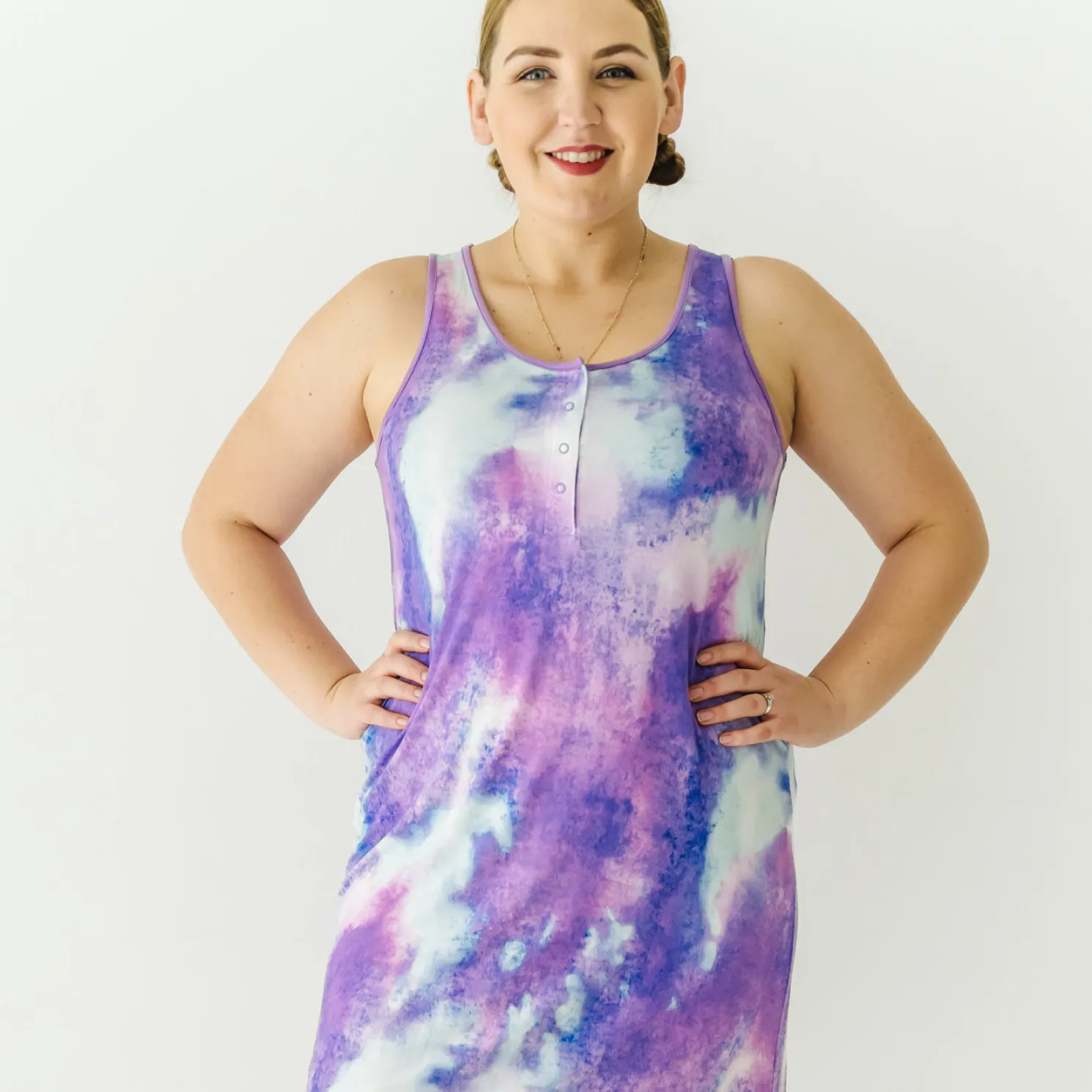 Purple Watercolor Women's Sleeveless Nightgown