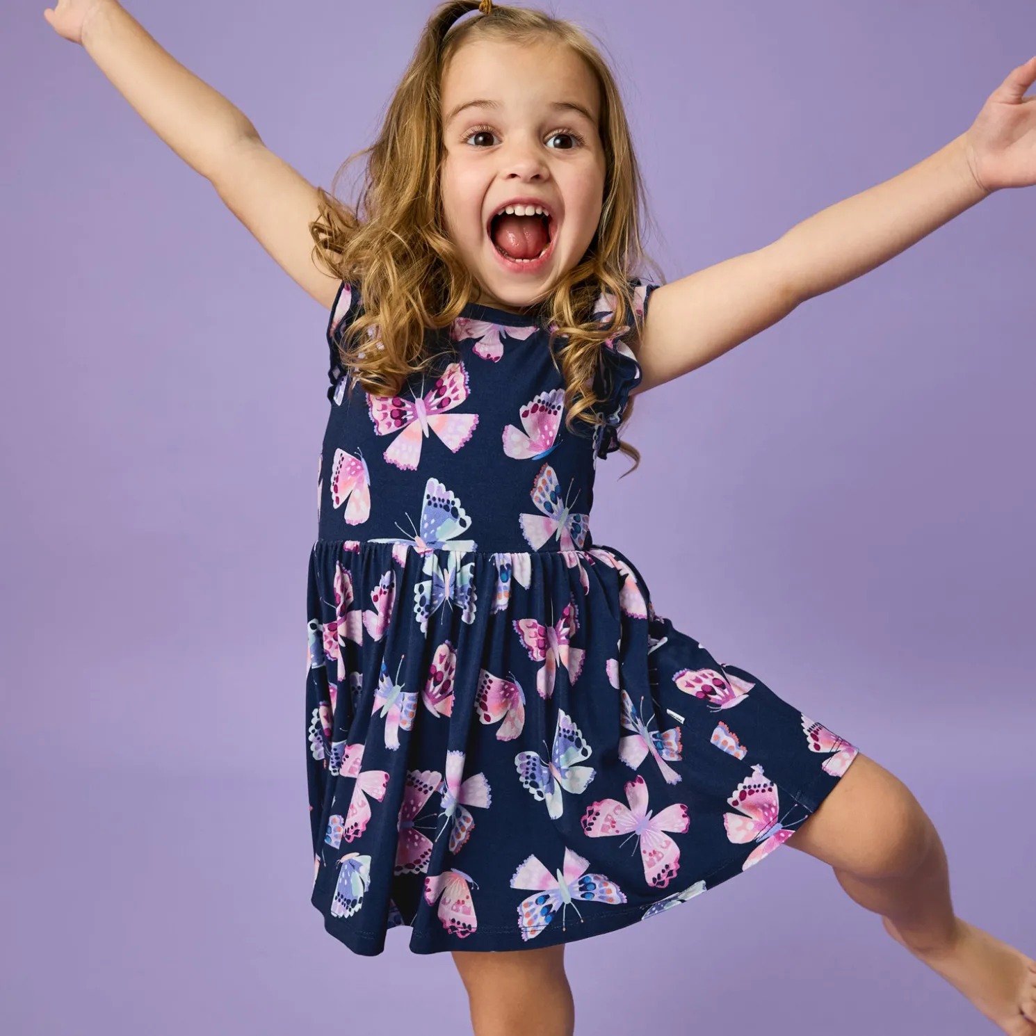 Royal Butterflies Flutter Twirl Dress with Bodysuit