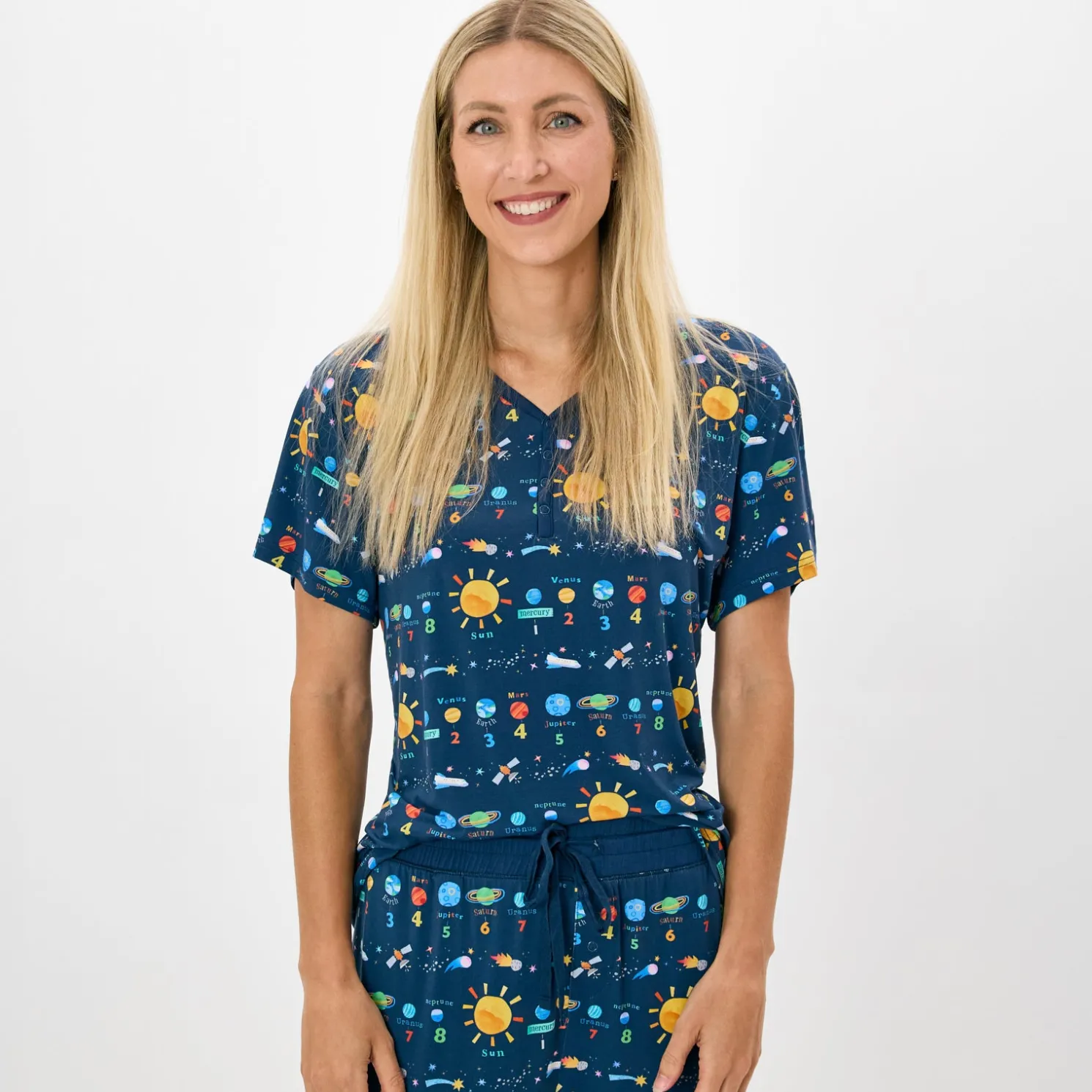 Solar Explorers Women's Short Sleeve Pajama Top