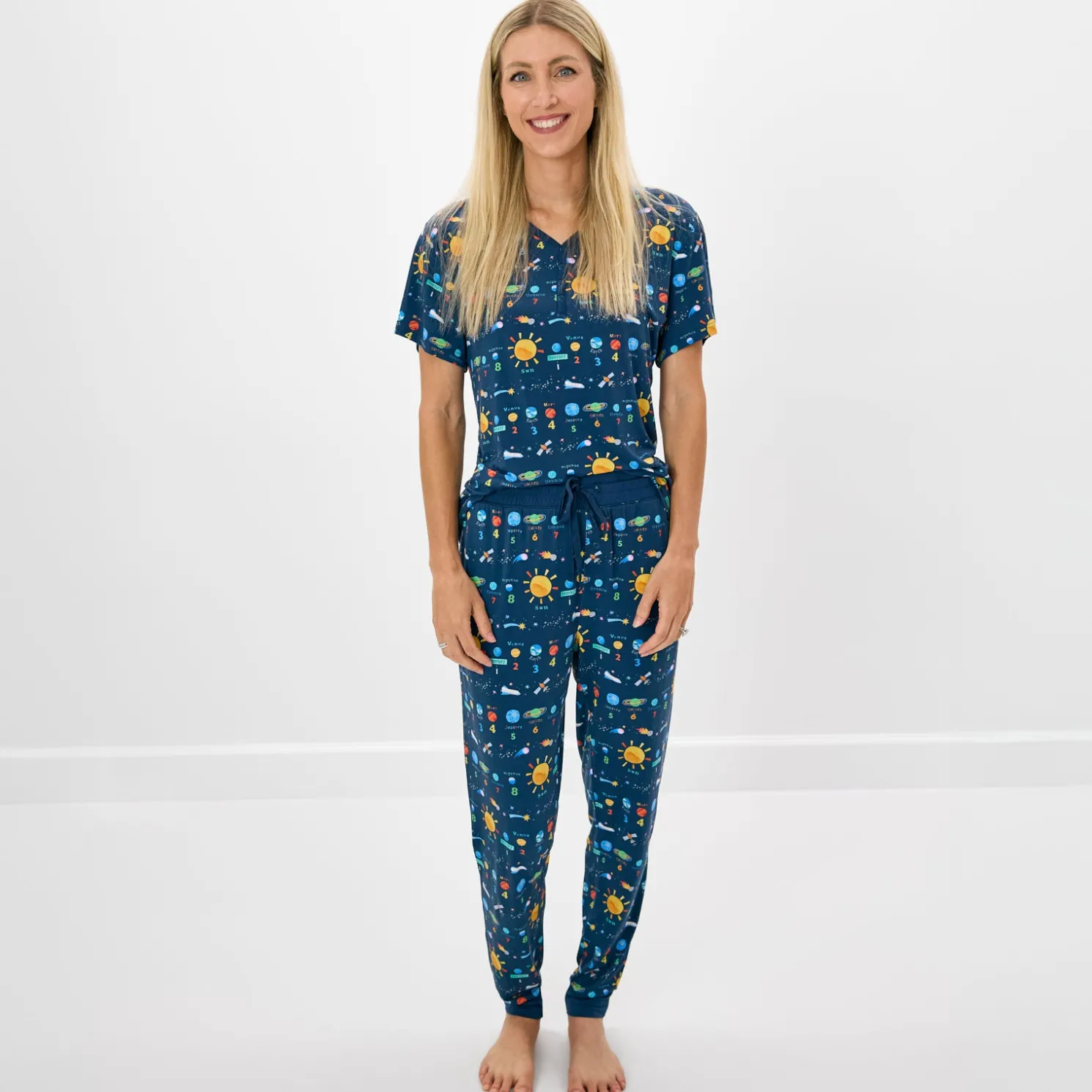 Solar Explorers Women's Short Sleeve Pajama Top