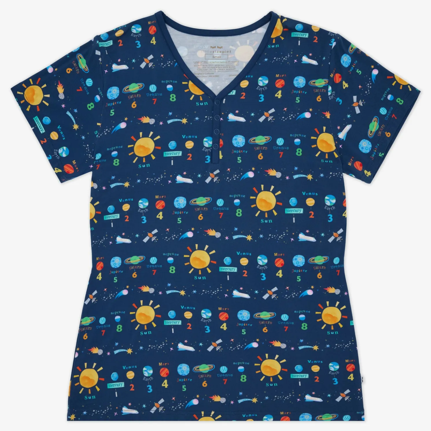 Solar Explorers Women's Short Sleeve Pajama Top