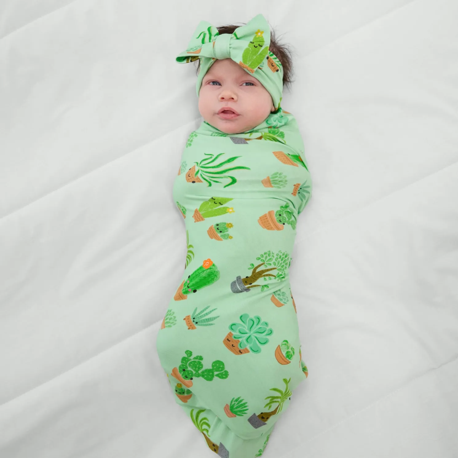 Succulent Love Swaddle & Luxe Bow Headband Set