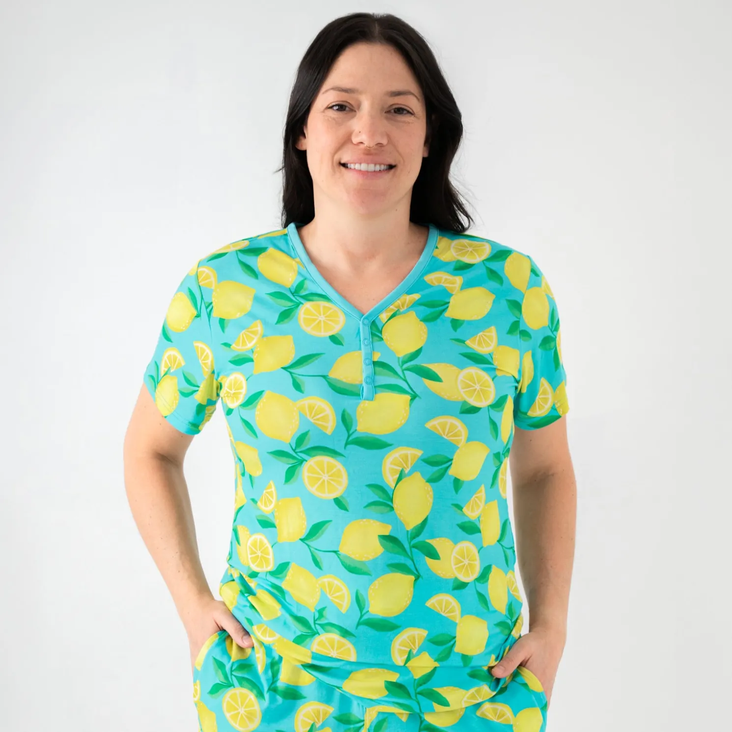 Sunny Citrus Women's Short Sleeve Pajama Top