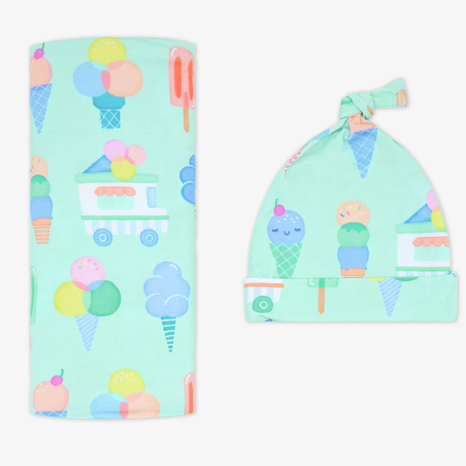 Sweet Scoops Swaddle & Hat Set