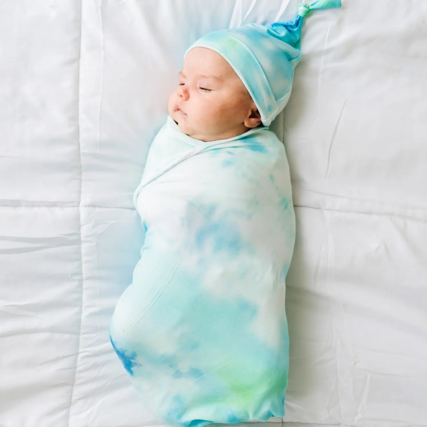 Tidepool Watercolor Swaddle & Hat Set