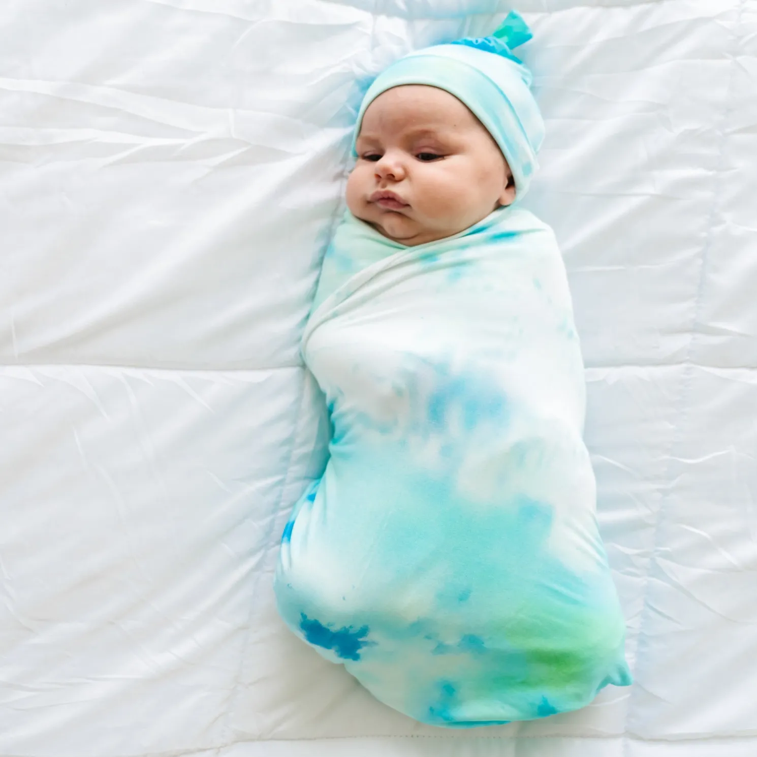 Tidepool Watercolor Swaddle & Hat Set